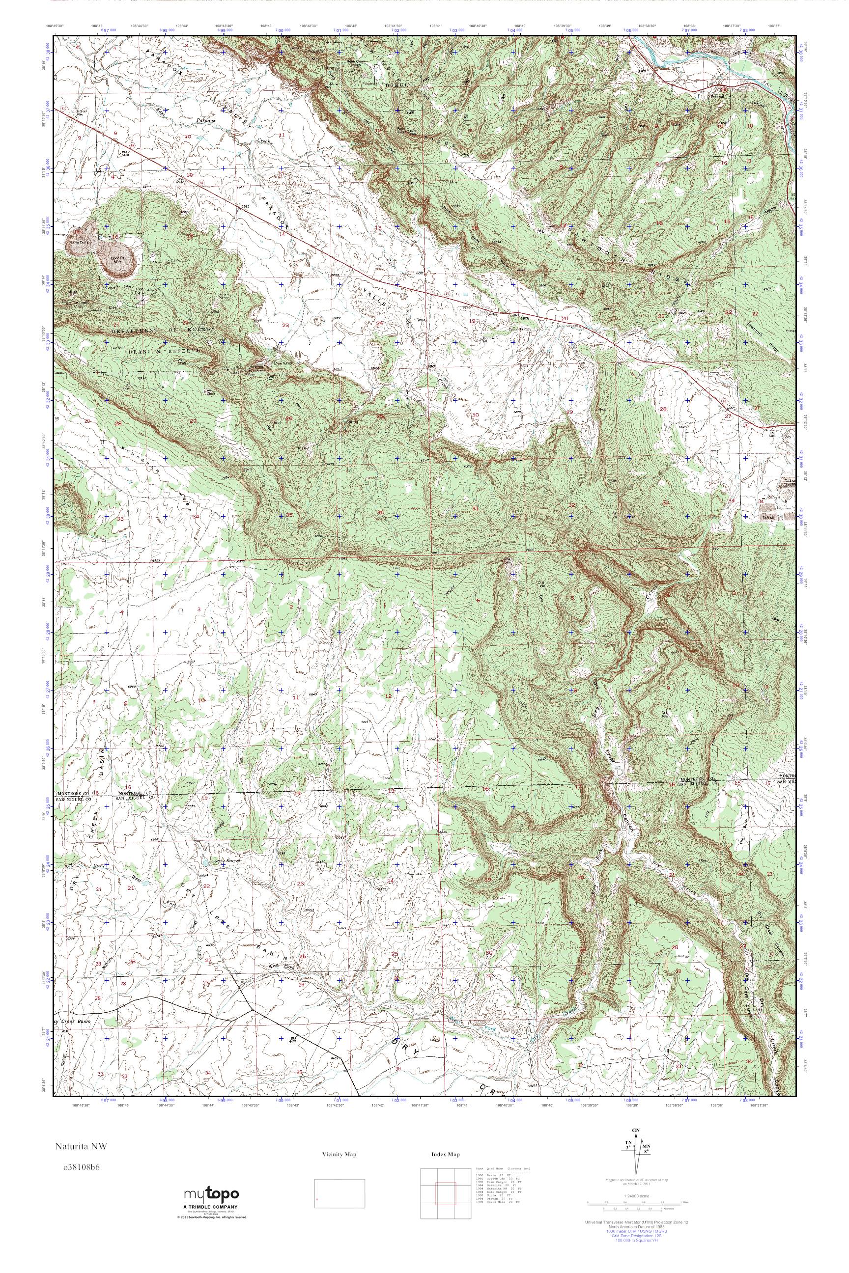 MyTopo Naturita NW, Colorado USGS Quad Topo Map