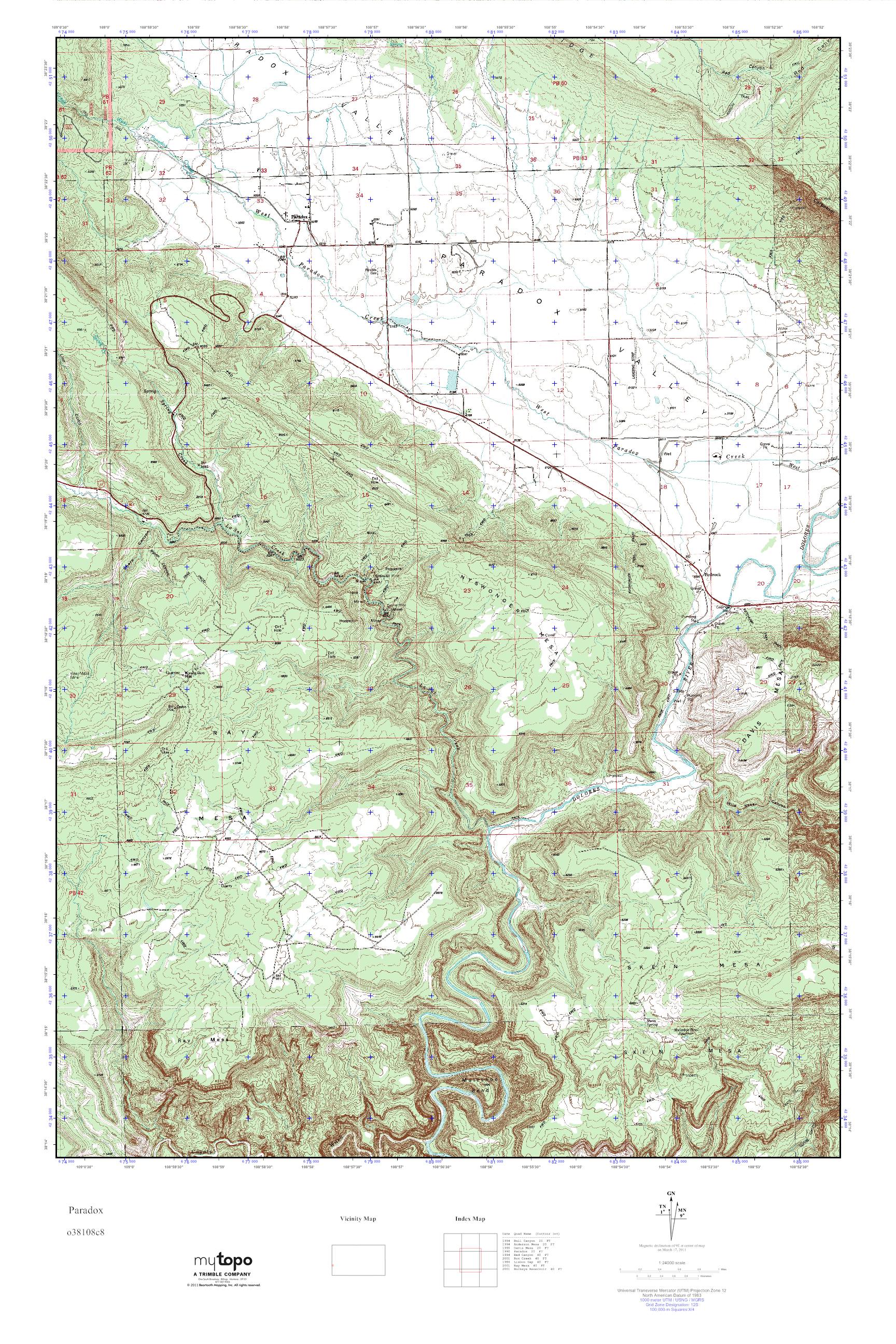 MyTopo Paradox, Colorado USGS Quad Topo Map