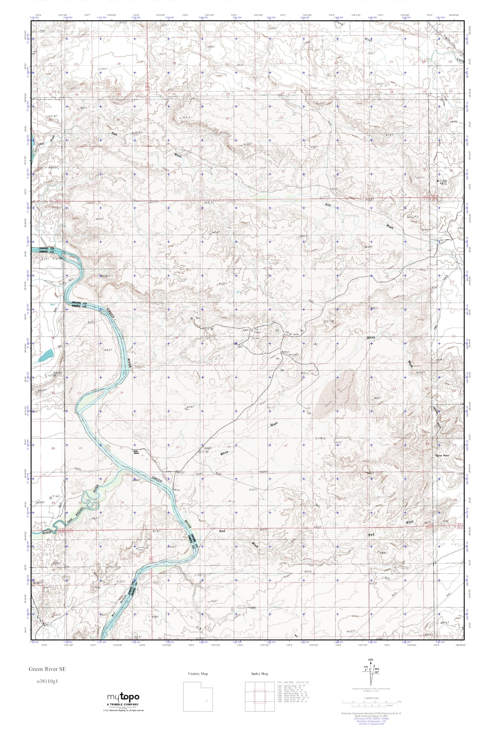 MyTopo Green River SE, Utah USGS Quad Topo Map