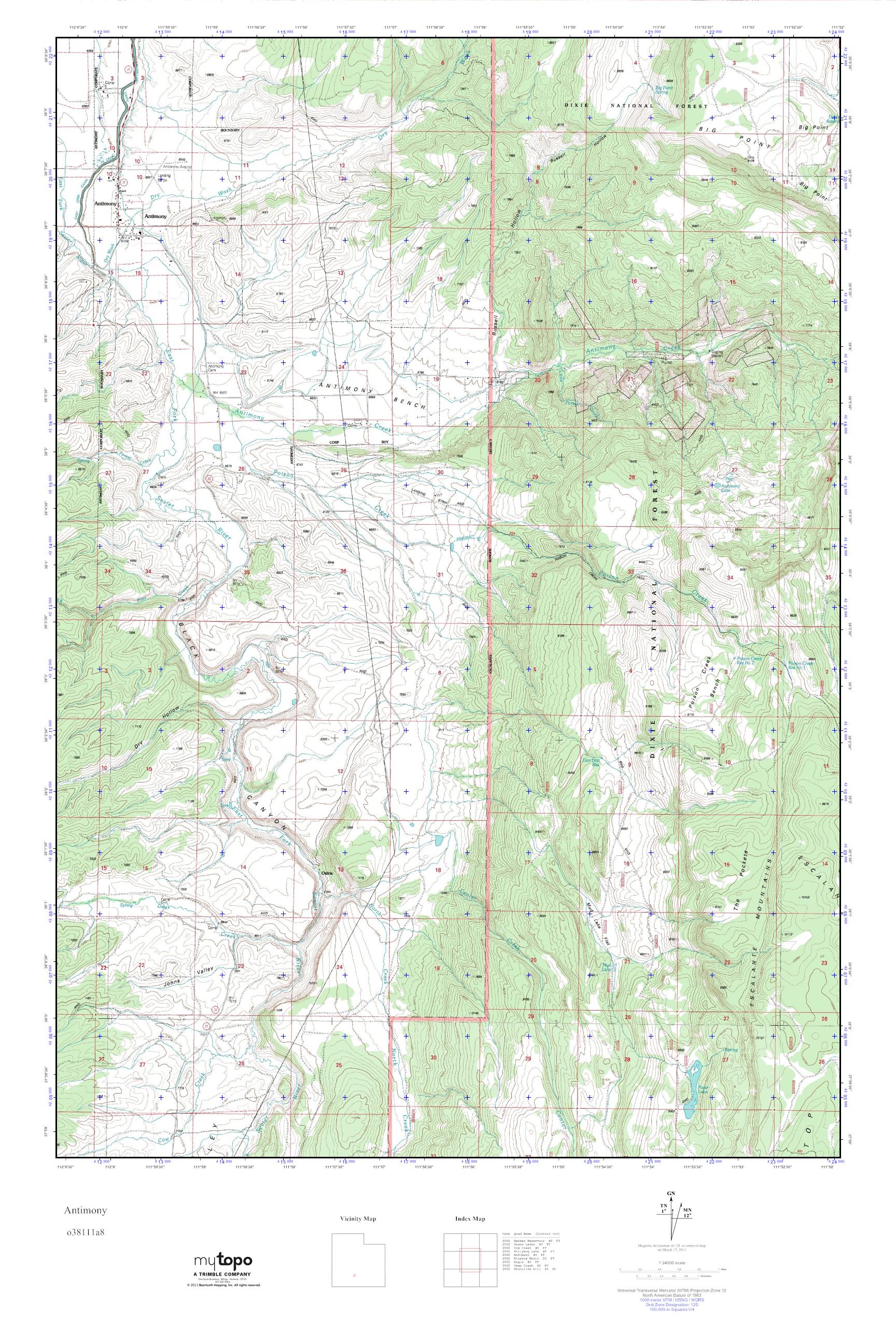MyTopo Antimony, Utah USGS Quad Topo Map