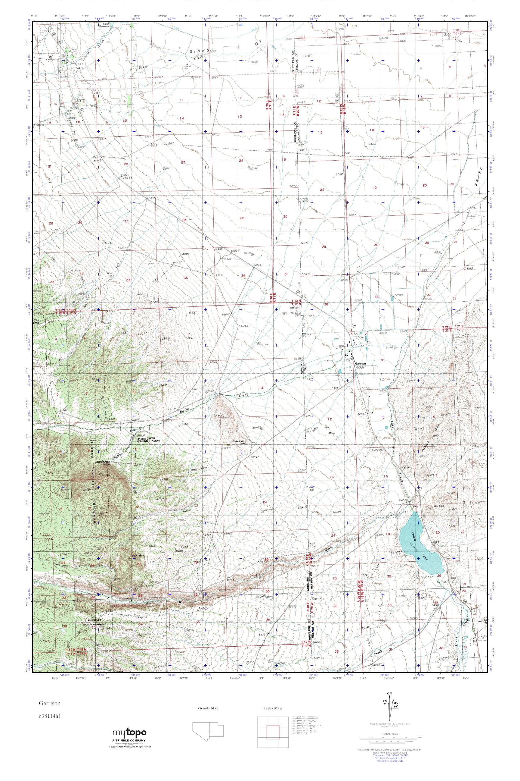 MyTopo Garrison, Utah USGS Quad Topo Map