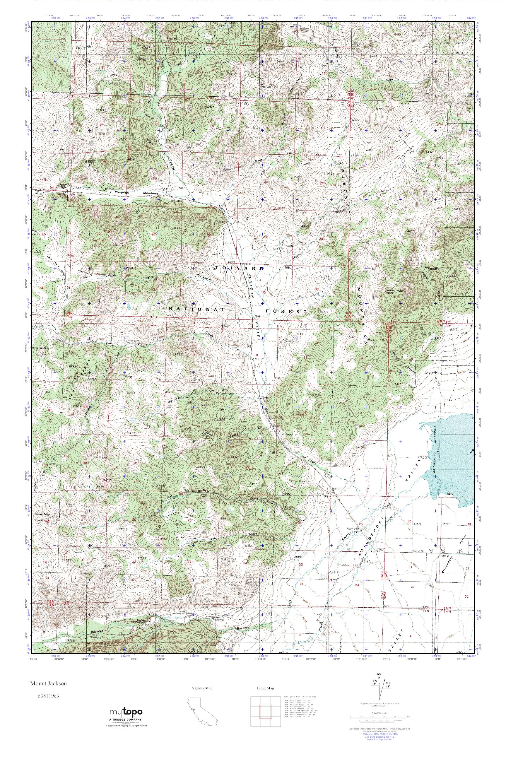 MyTopo Mount Jackson, California USGS Quad Topo Map