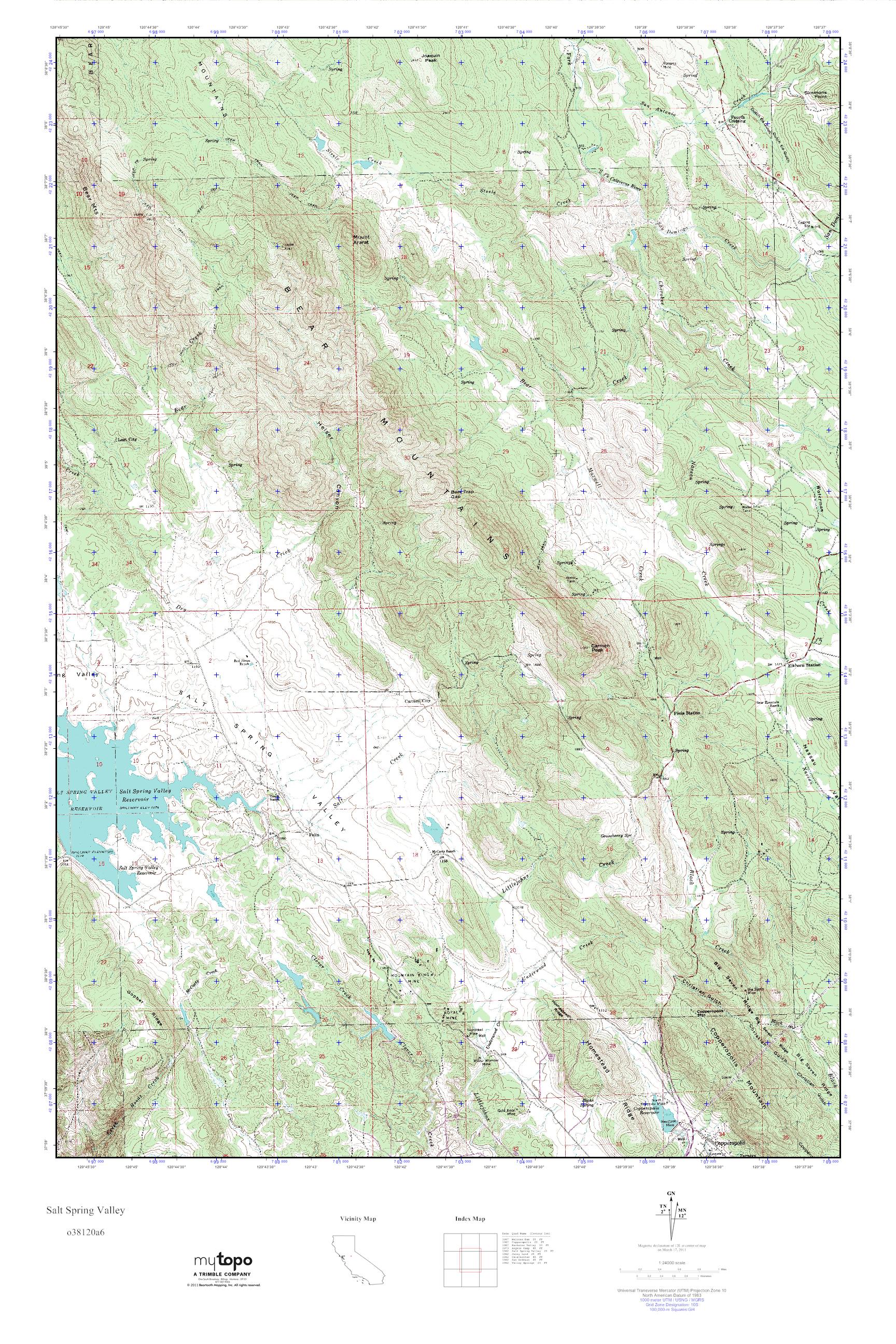 MyTopo Salt Spring Valley, California USGS Quad Topo Map