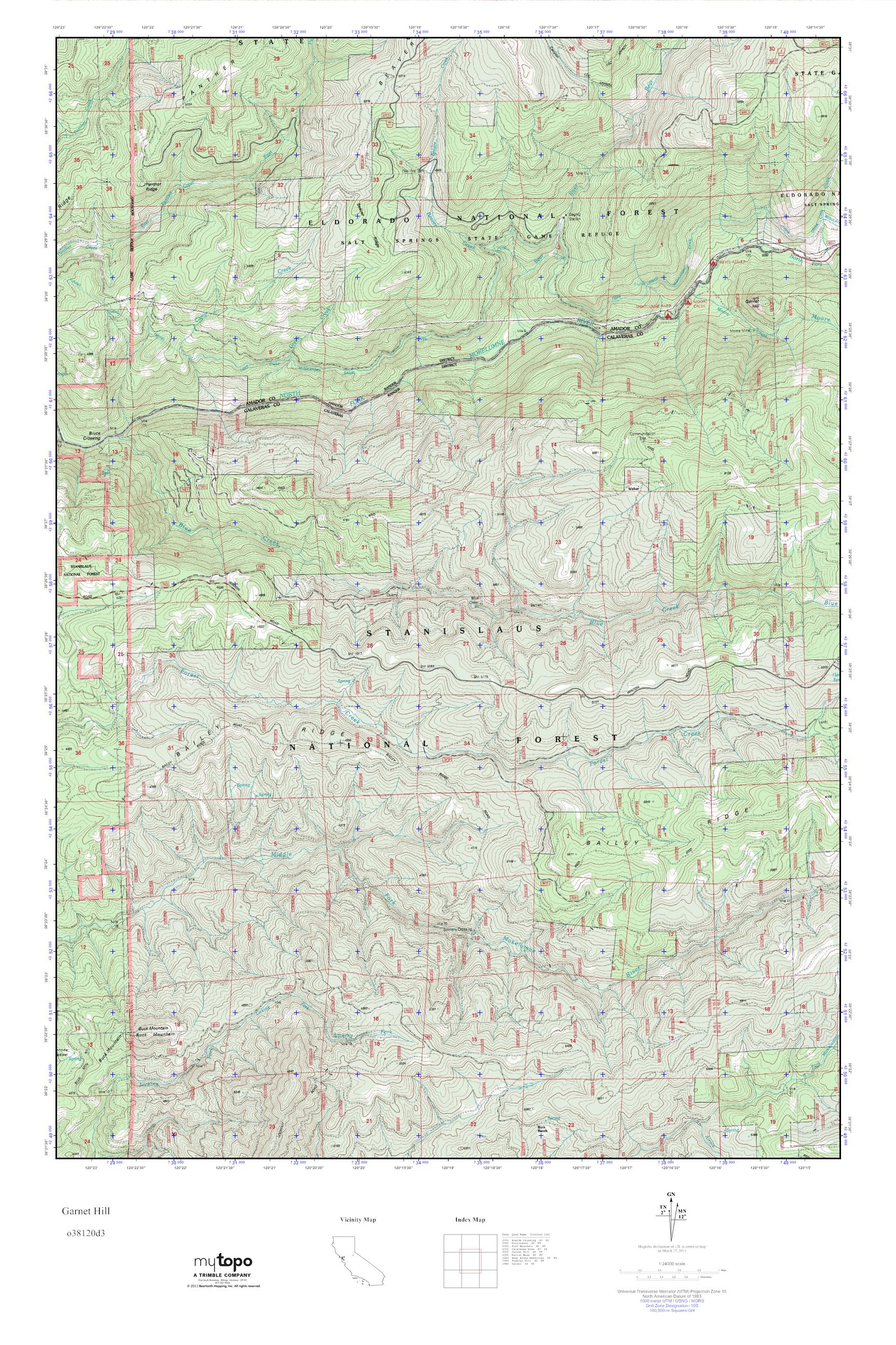 MyTopo Hill, California USGS Quad Topo Map