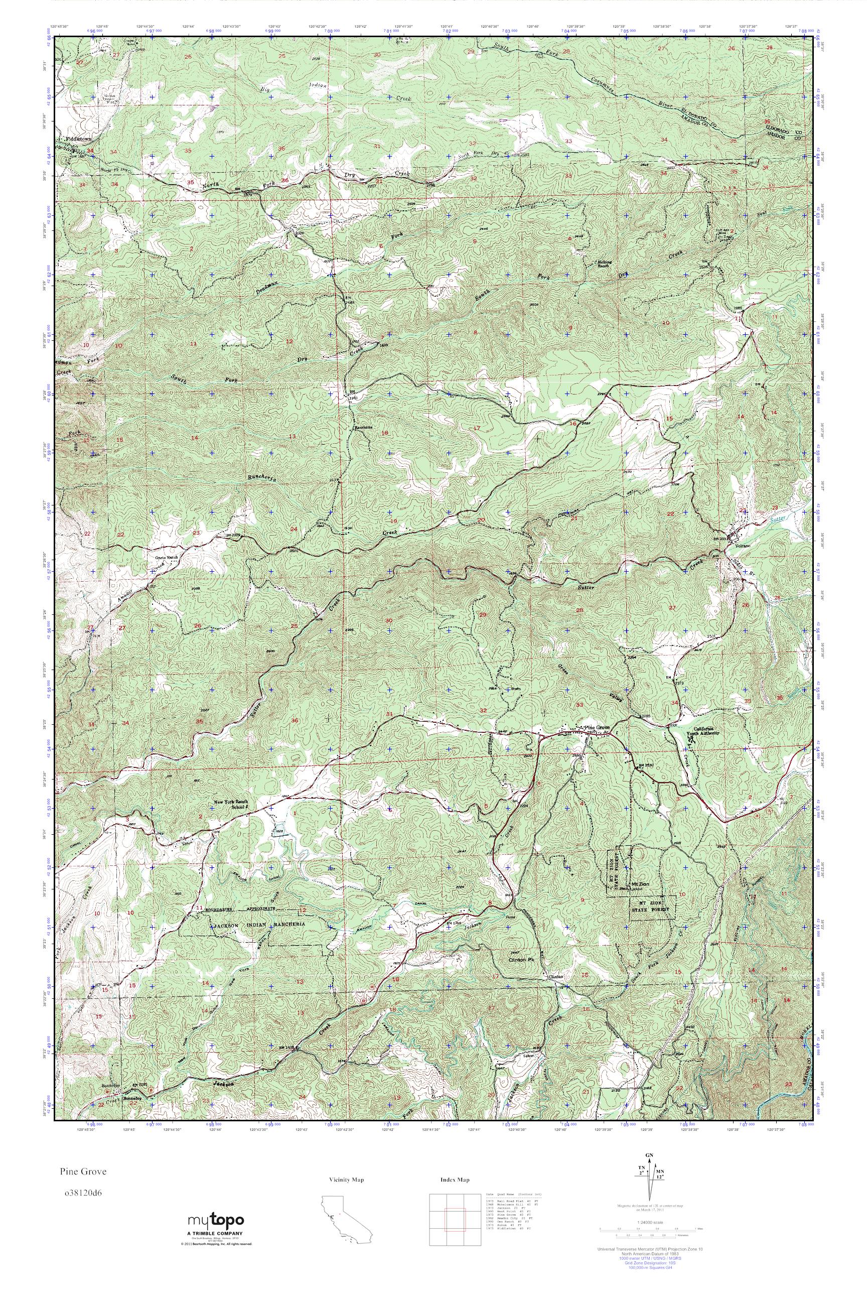 MyTopo Pine Grove, California USGS Quad Topo Map