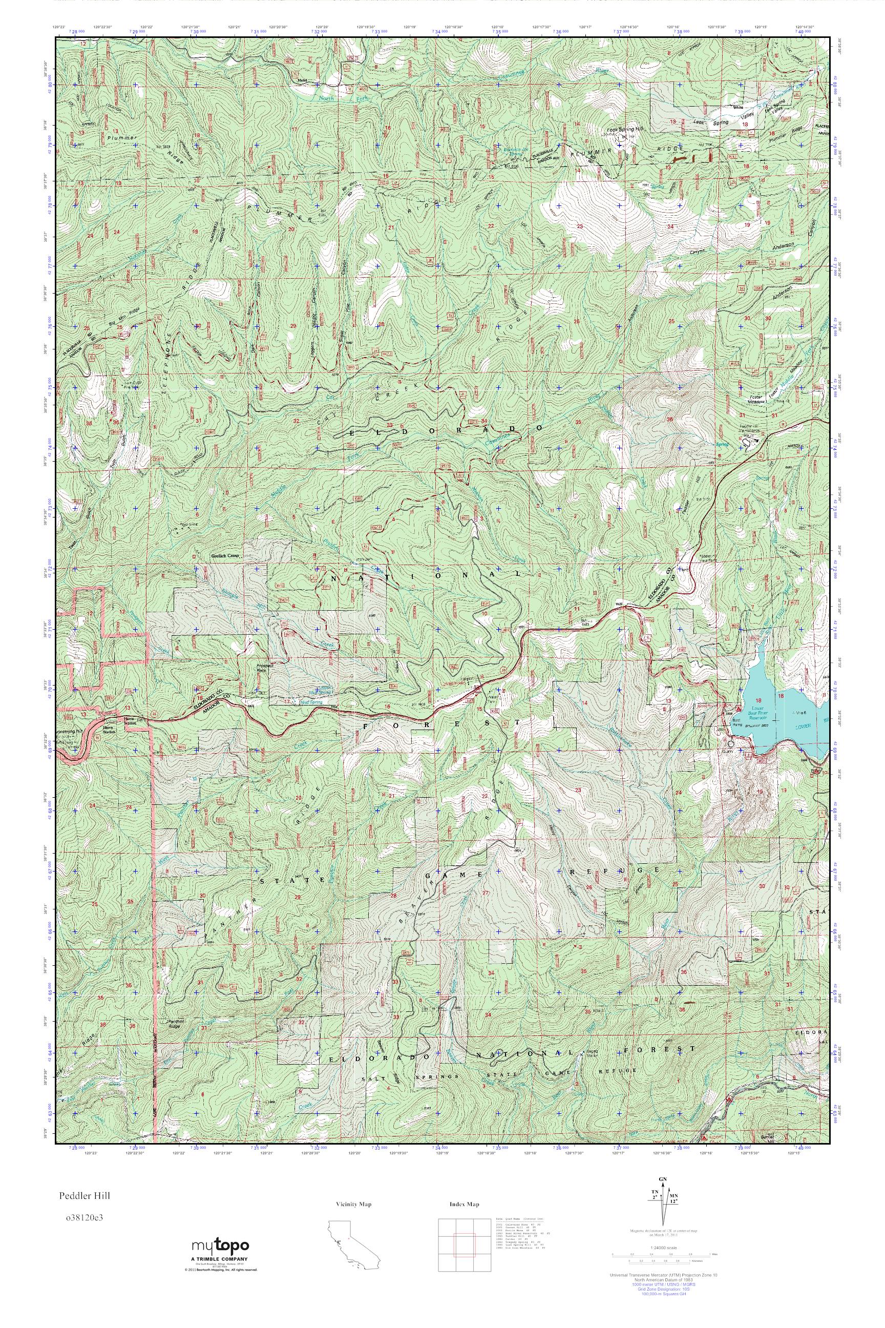 MyTopo Peddler Hill, California USGS Quad Topo Map