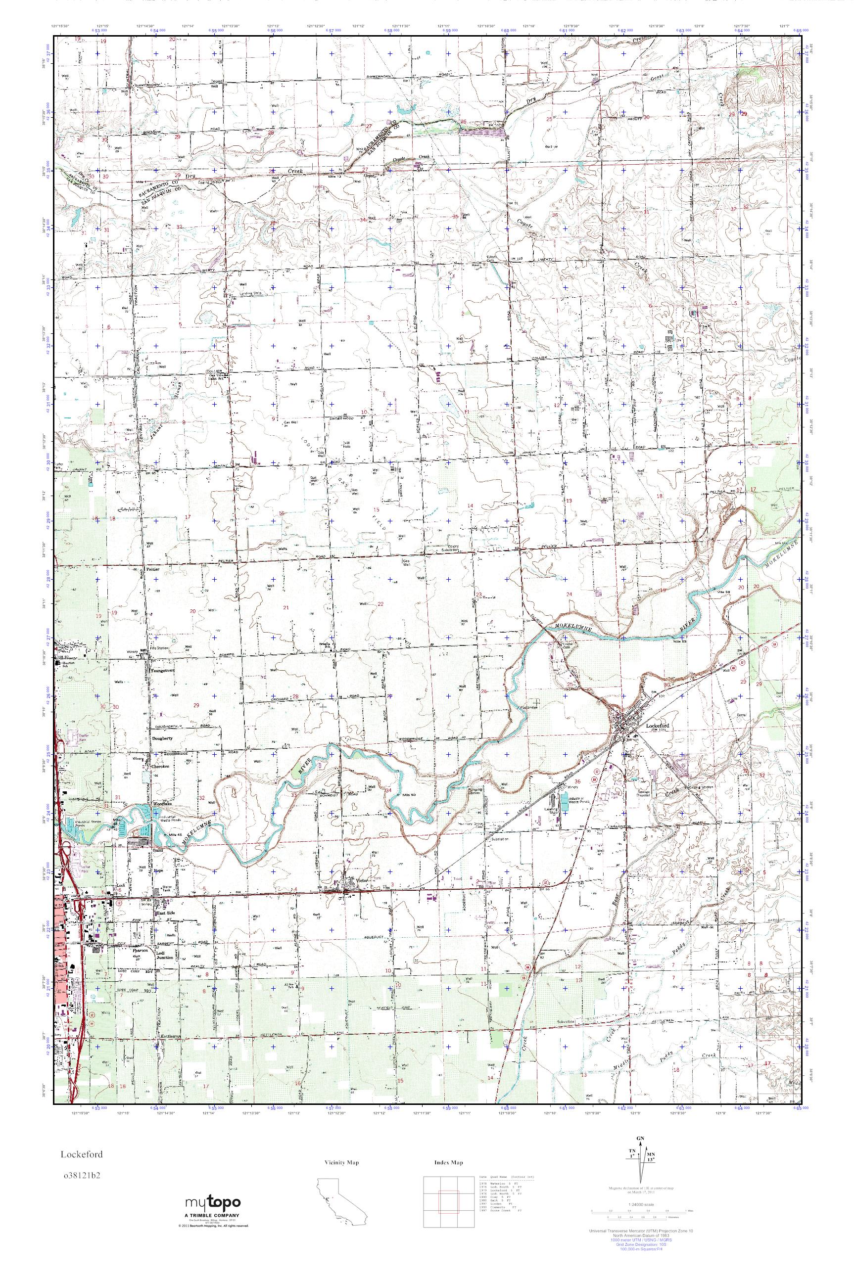 MyTopo Lockeford, California USGS Quad Topo Map