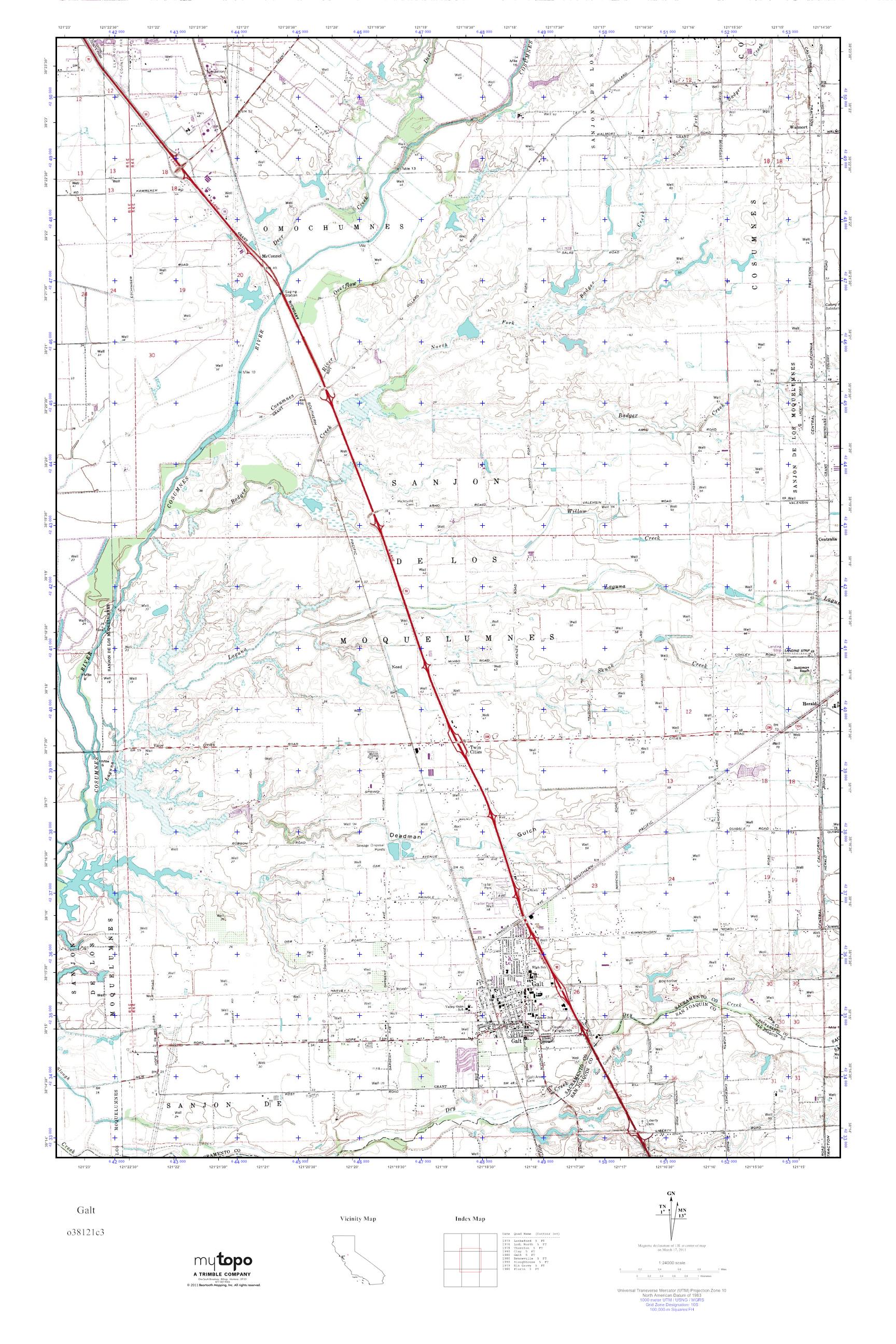 MyTopo Galt, California USGS Quad Topo Map