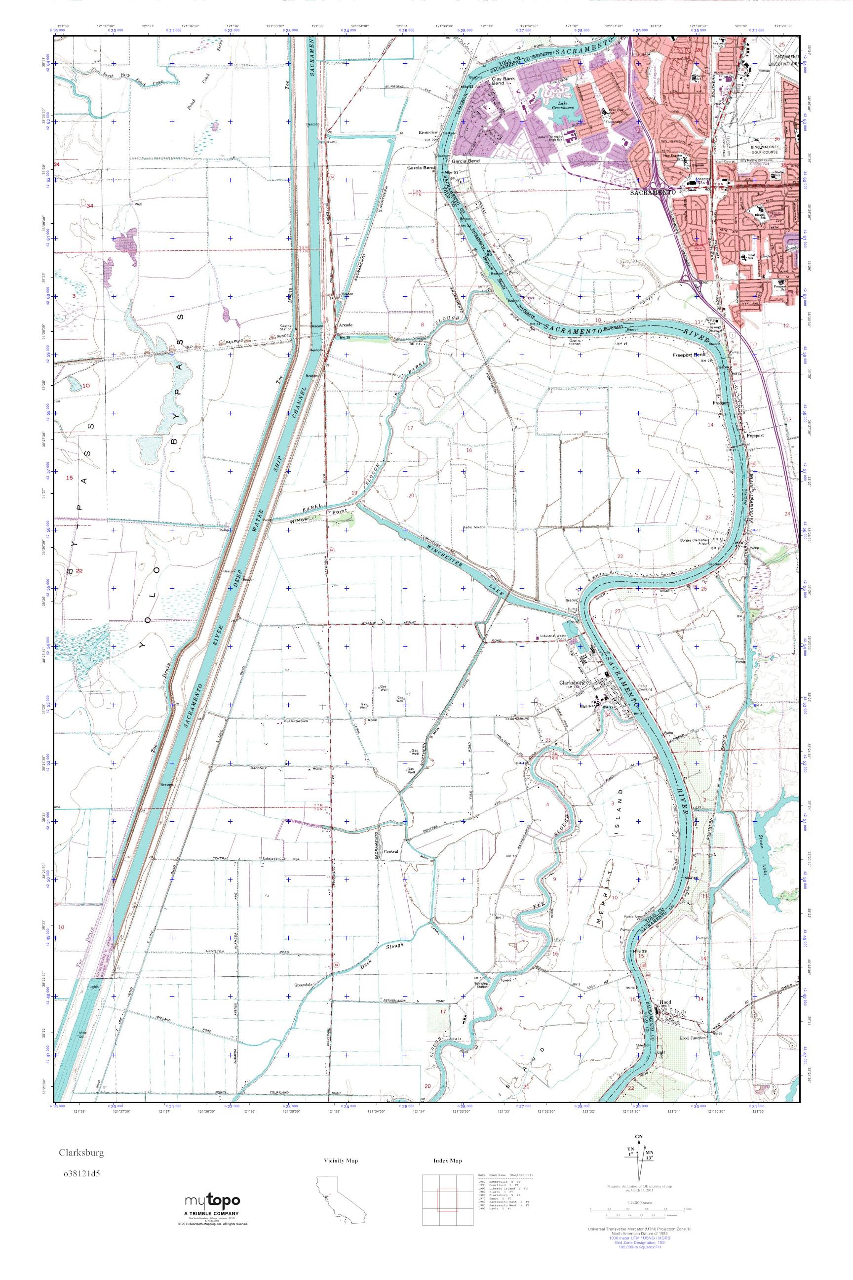 MyTopo Clarksburg, California USGS Quad Topo Map