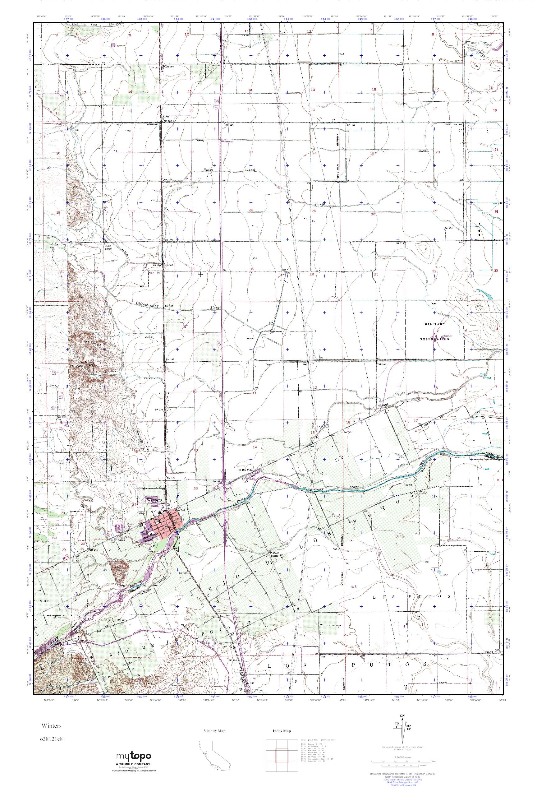 MyTopo Winters, California USGS Quad Topo Map