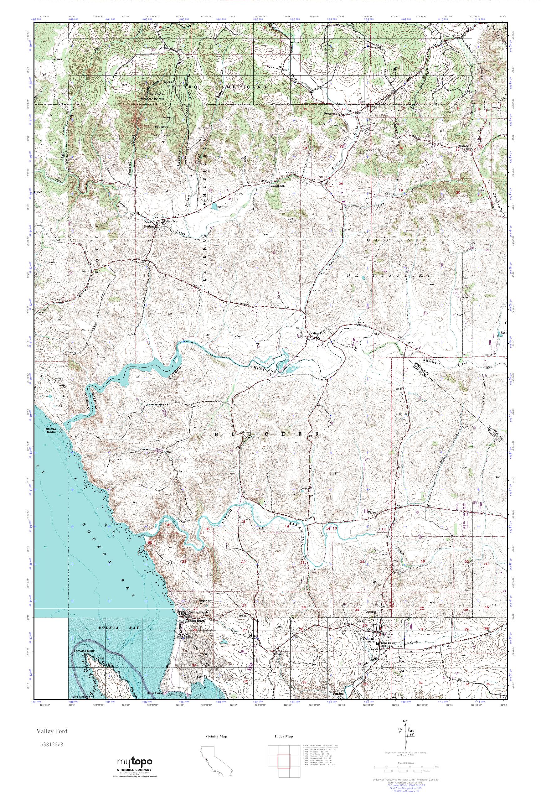 MyTopo Valley Ford, California USGS Quad Topo Map