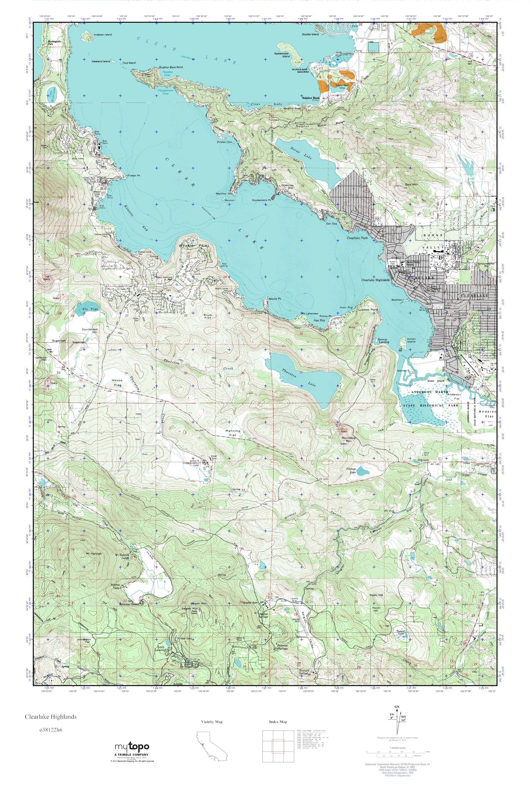 MyTopo Clearlake Highlands, California USGS Quad Topo Map