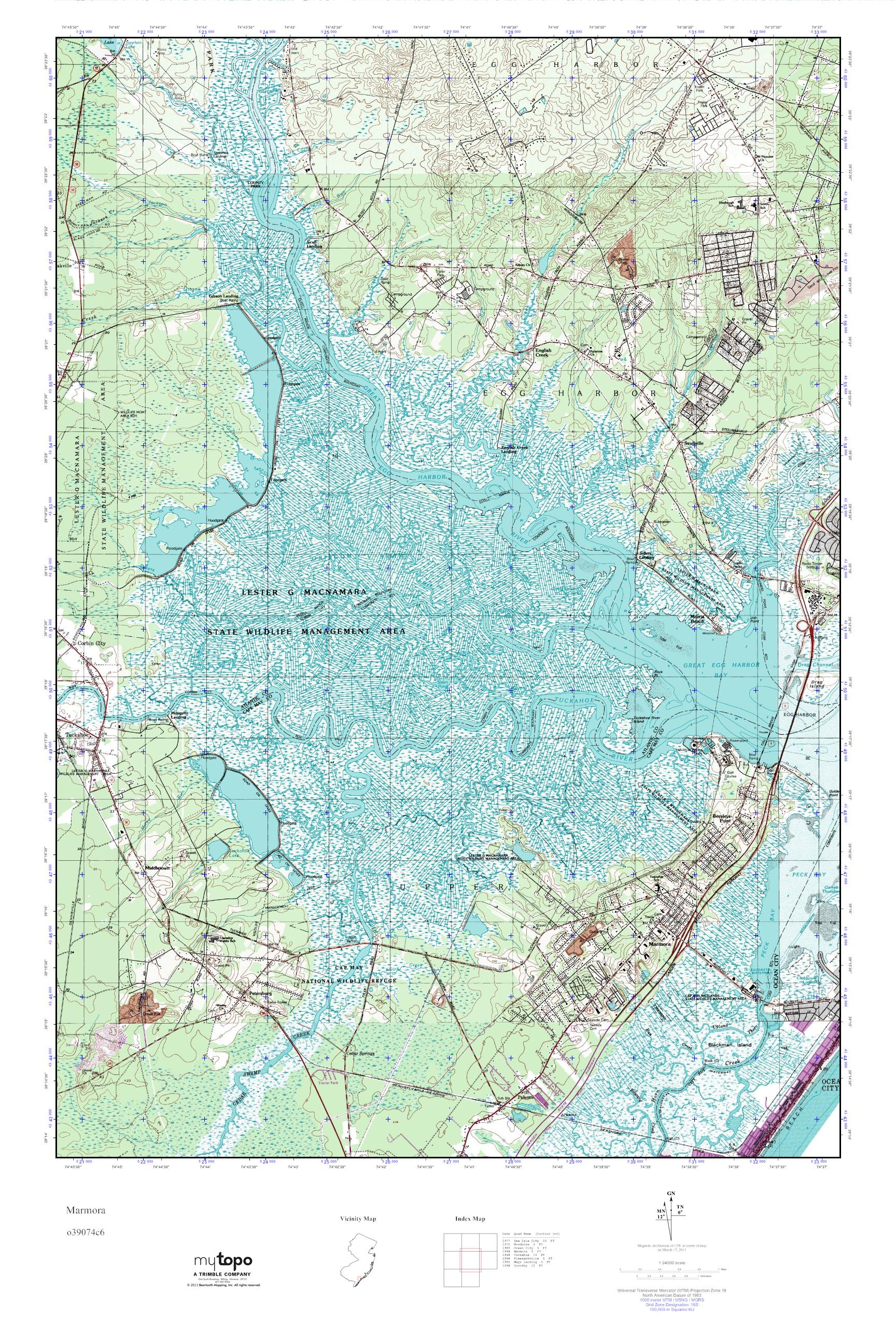 MyTopo Marmora, New Jersey USGS Quad Topo Map