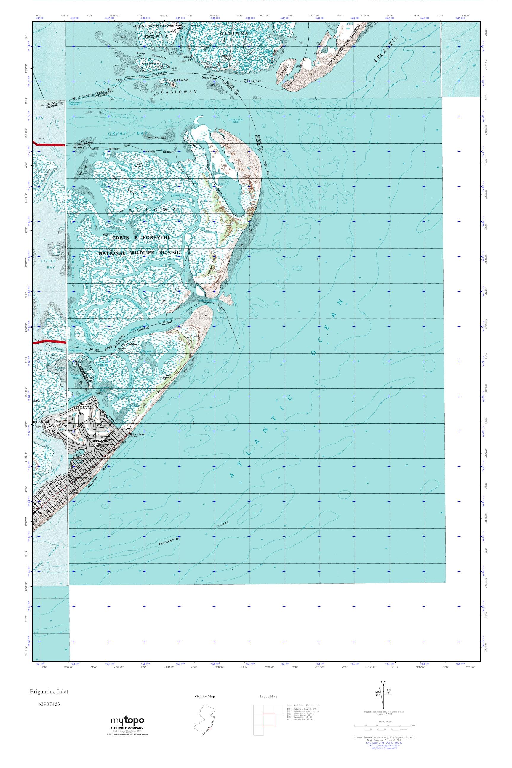 MyTopo Brigantine Inlet, New Jersey USGS Quad Topo Map
