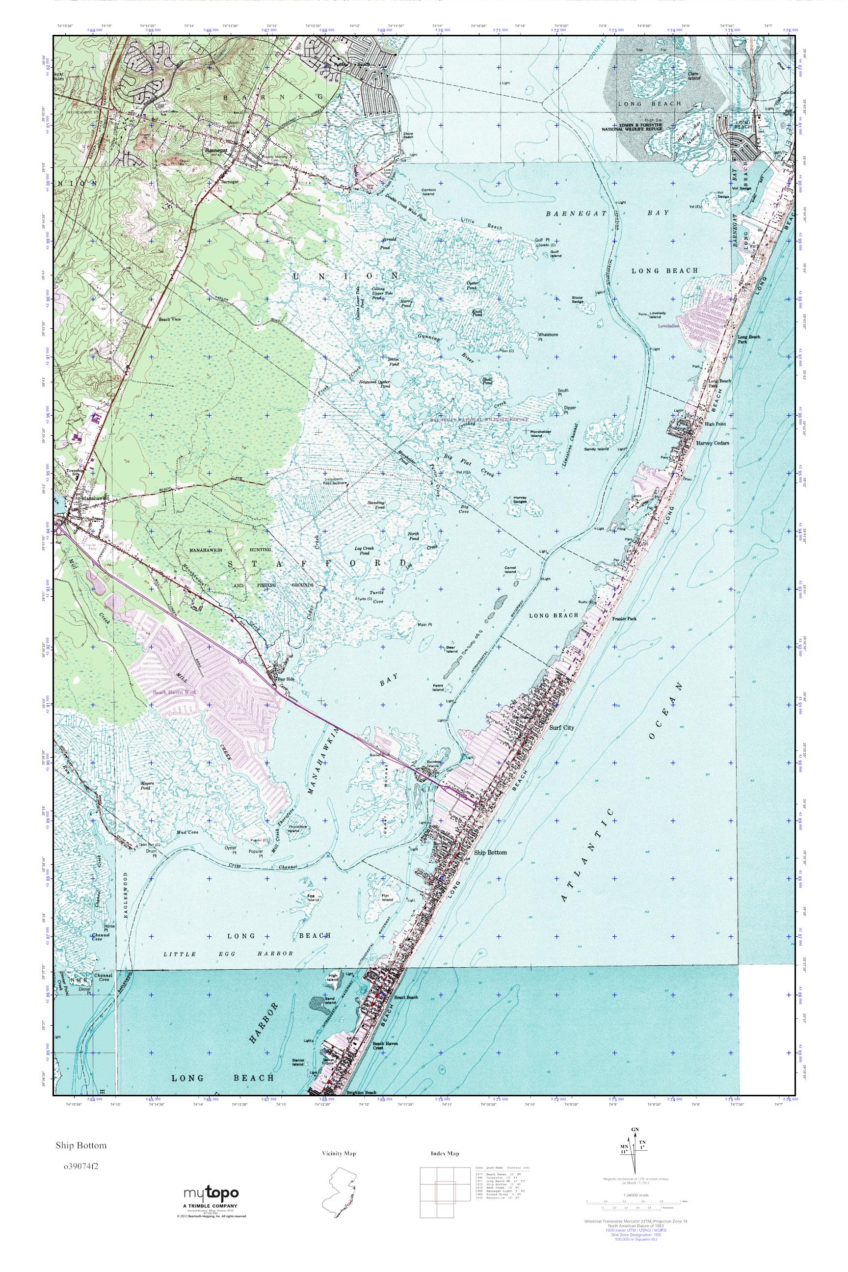 MyTopo Ship Bottom, New Jersey USGS Quad Topo Map