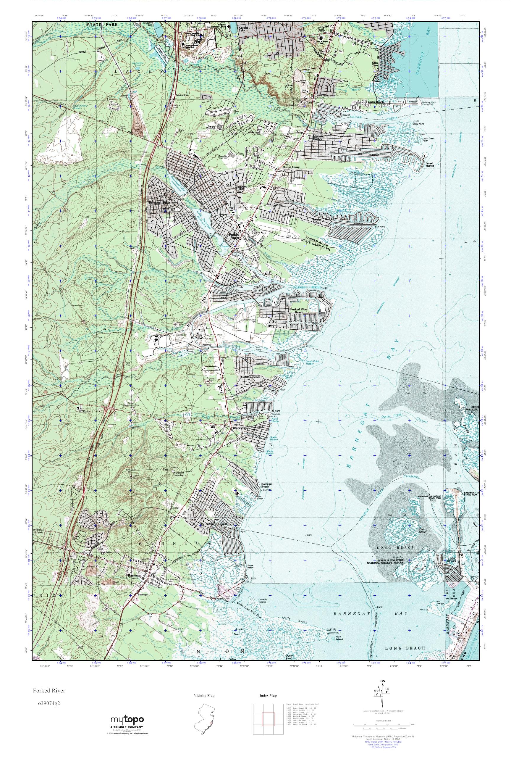 MyTopo Forked River, New Jersey USGS Quad Topo Map
