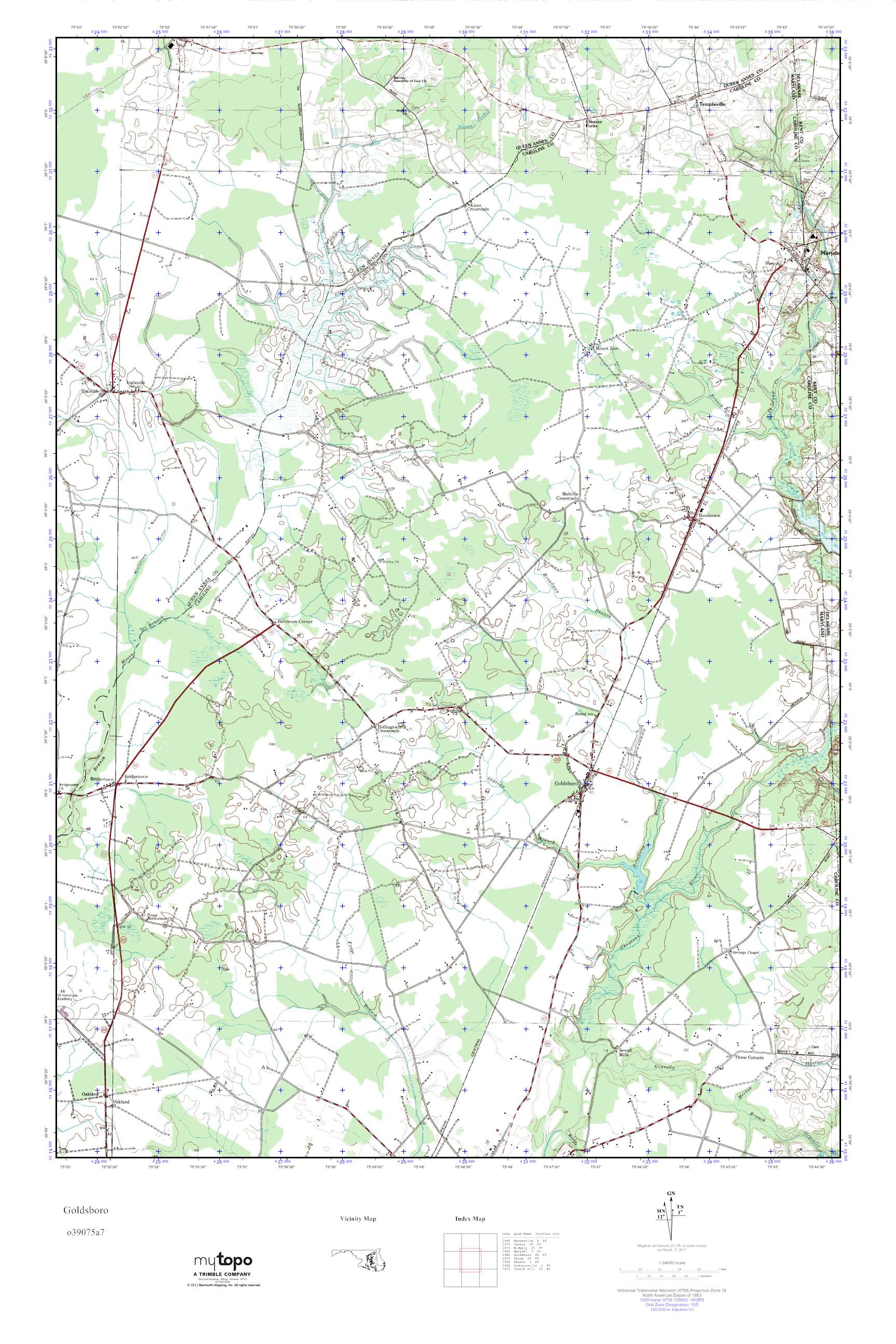 MyTopo Goldsboro, Maryland USGS Quad Topo Map