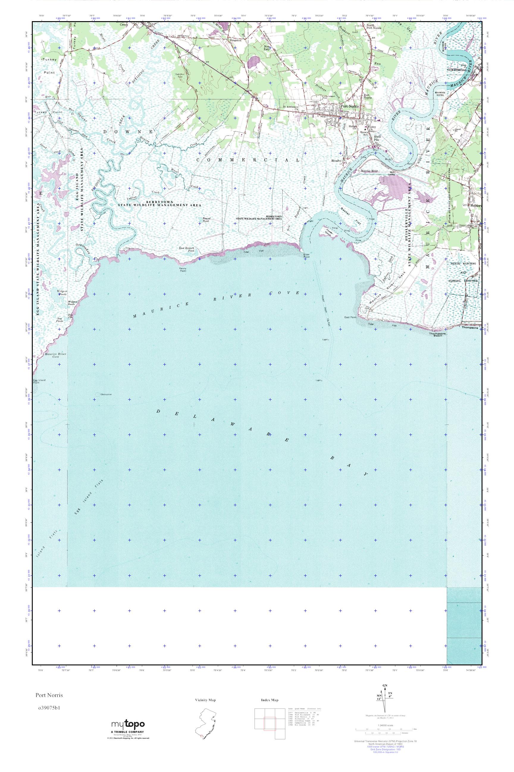 MyTopo Port Norris, New Jersey USGS Quad Topo Map
