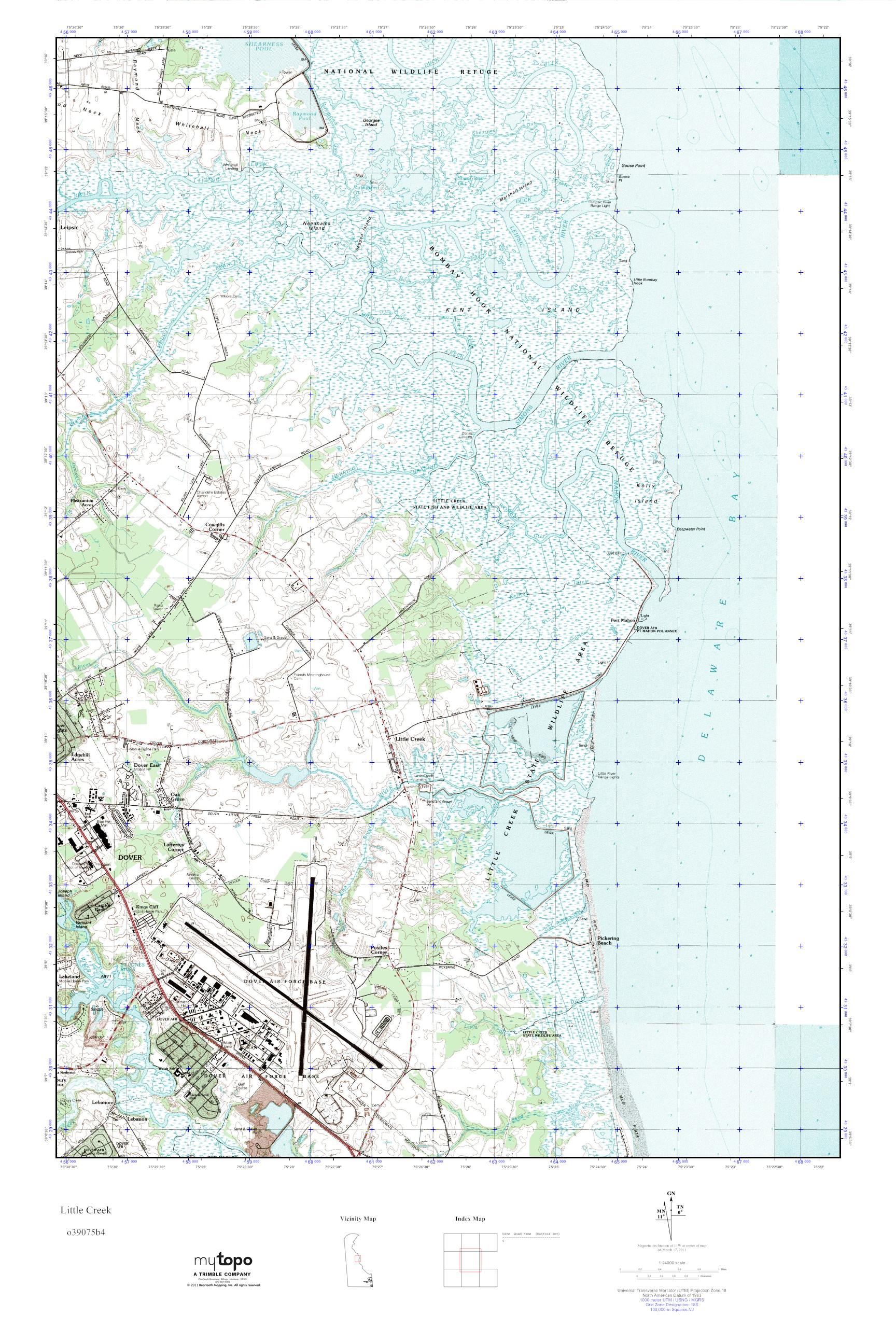 MyTopo Little Creek, Delaware USGS Quad Topo Map