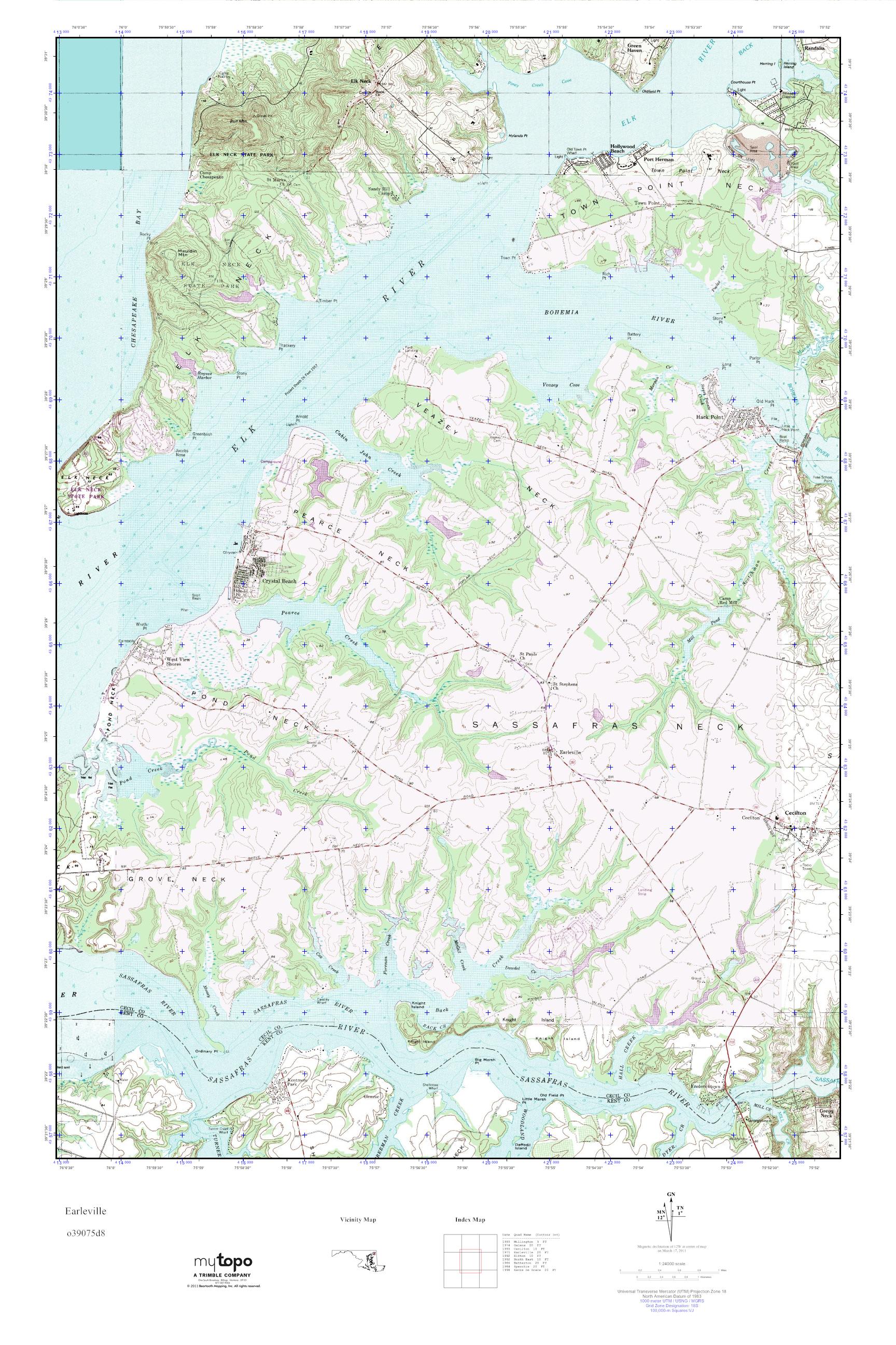 MyTopo Earleville, Maryland USGS Quad Topo Map