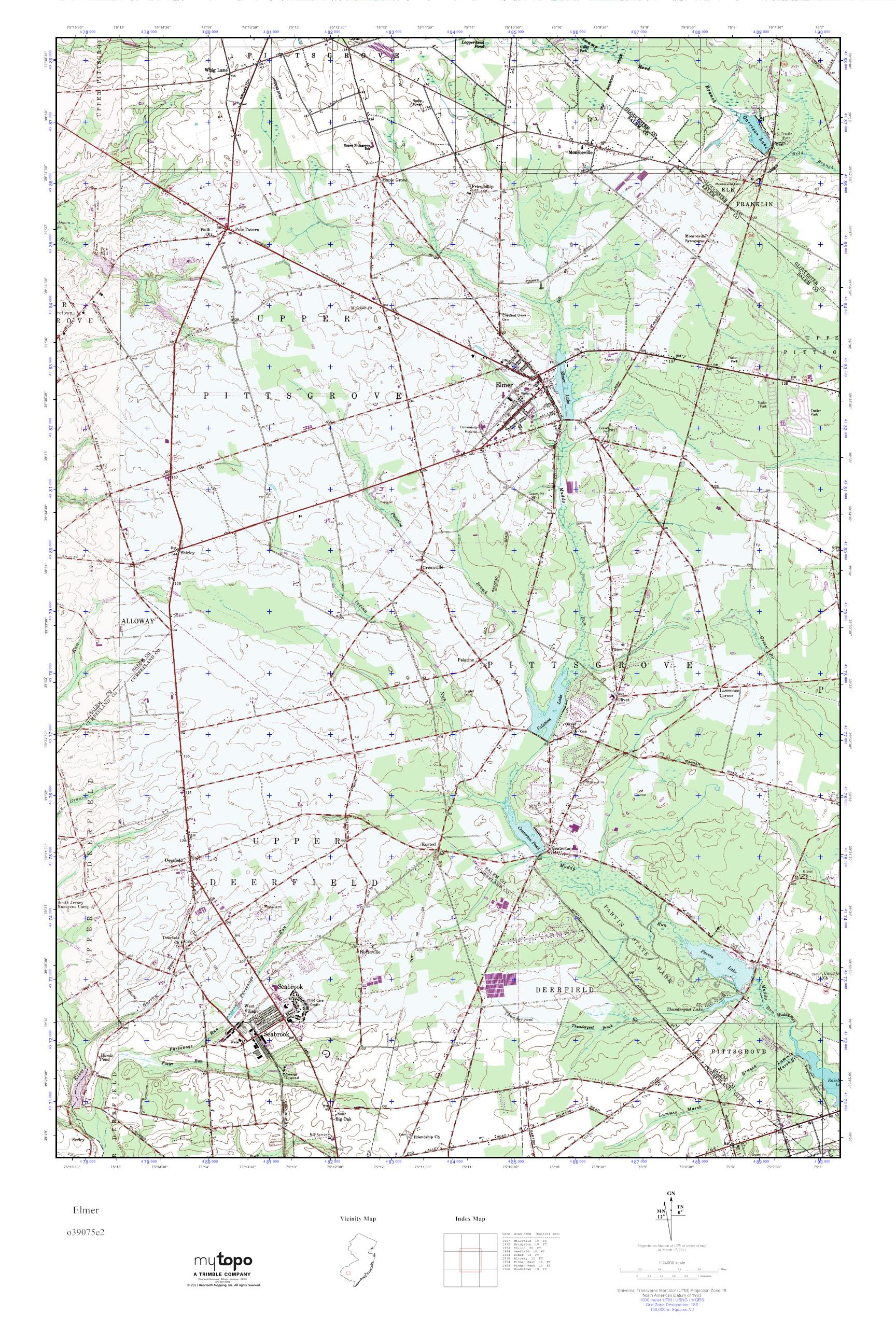MyTopo Elmer, New Jersey USGS Quad Topo Map