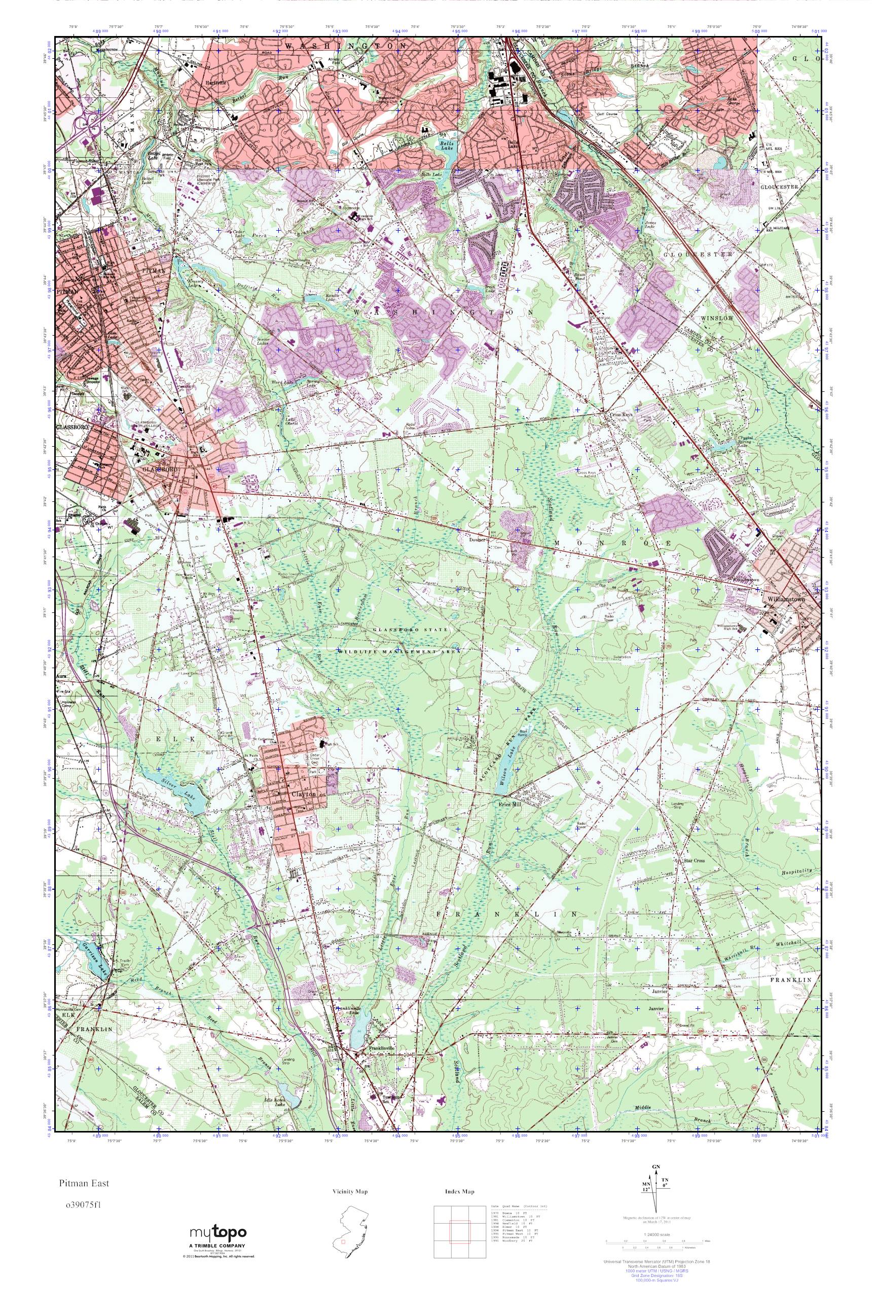 MyTopo Pitman East, New Jersey USGS Quad Topo Map