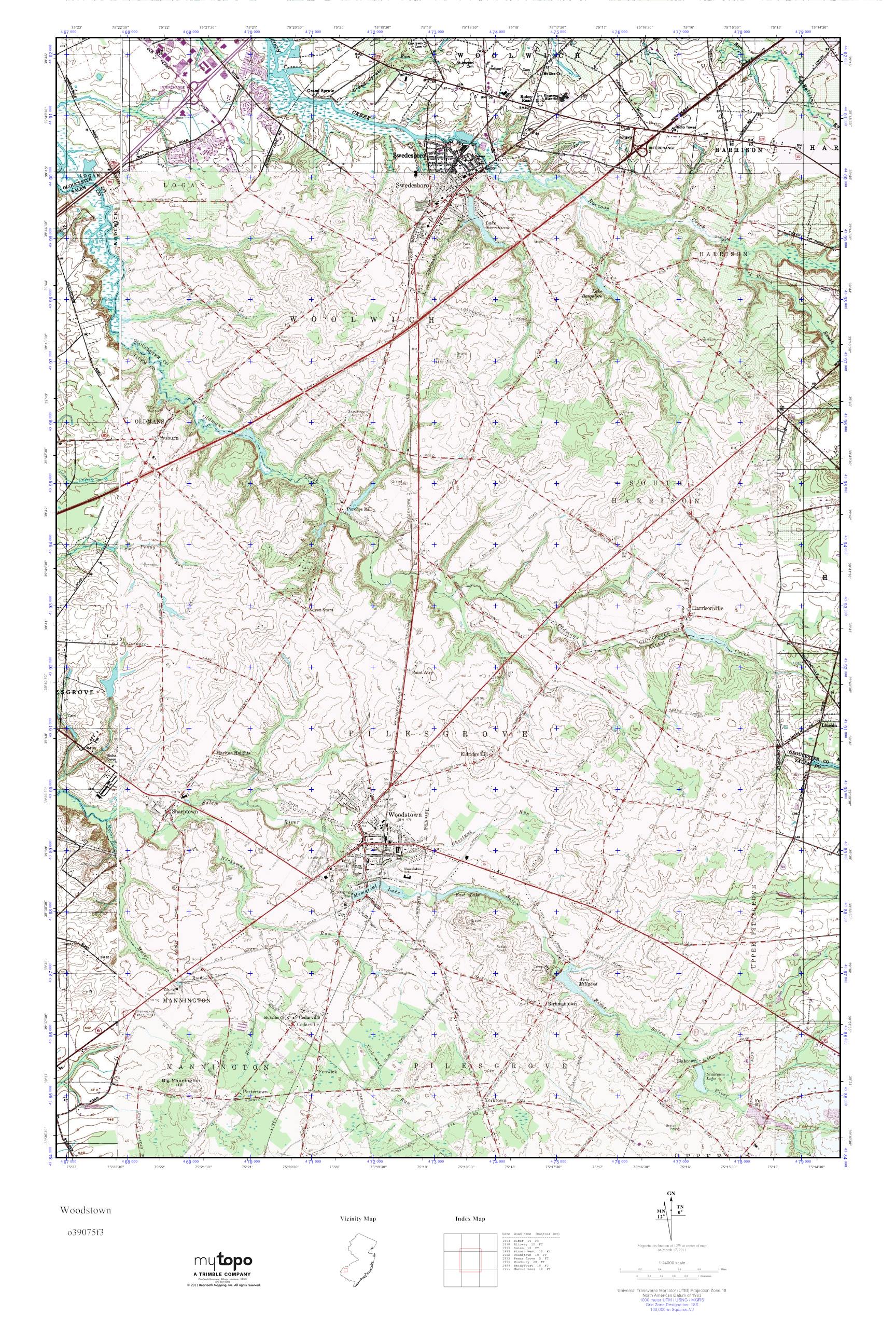MyTopo Woodstown, New Jersey USGS Quad Topo Map