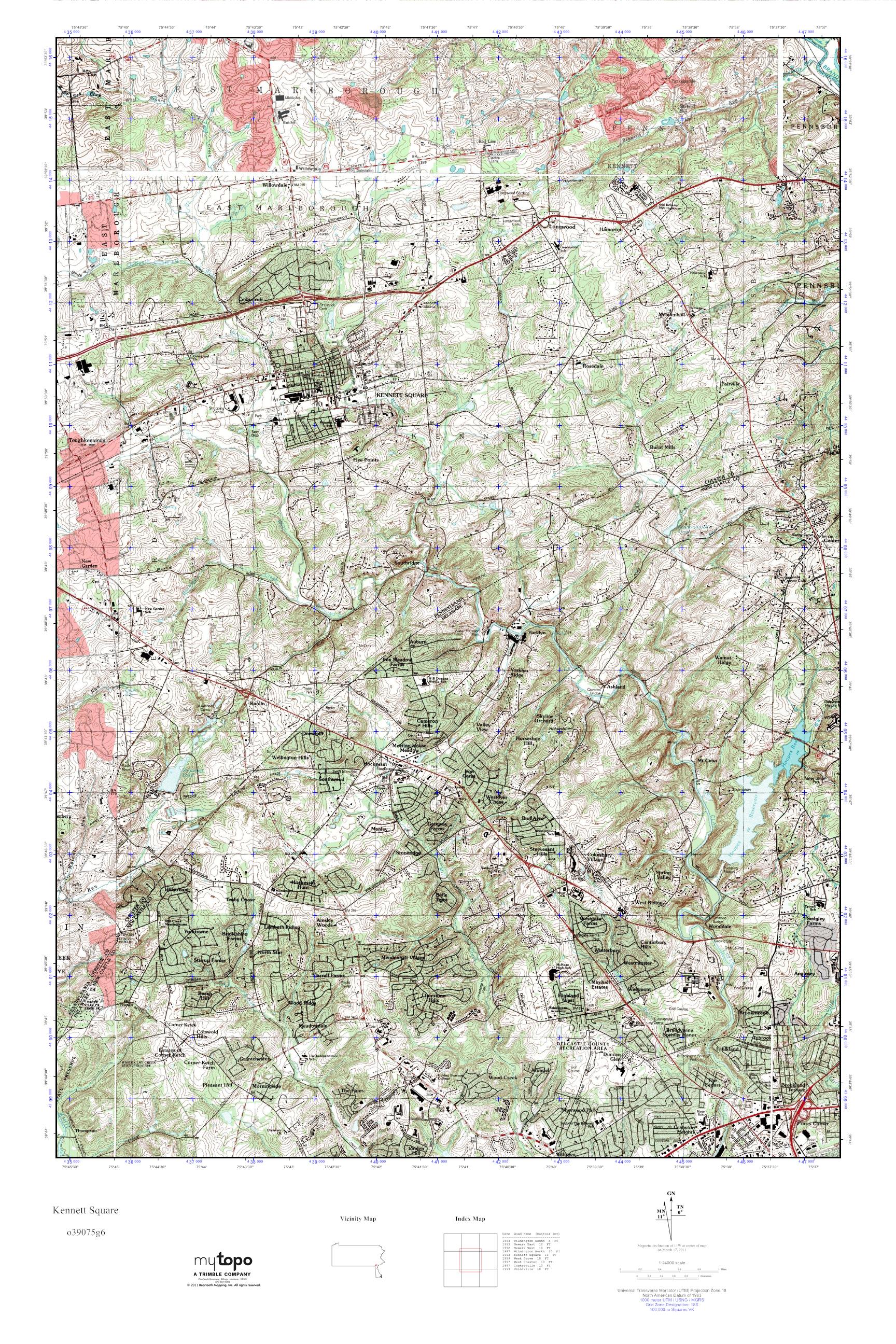 MyTopo Square, Pennsylvania USGS Quad Topo Map