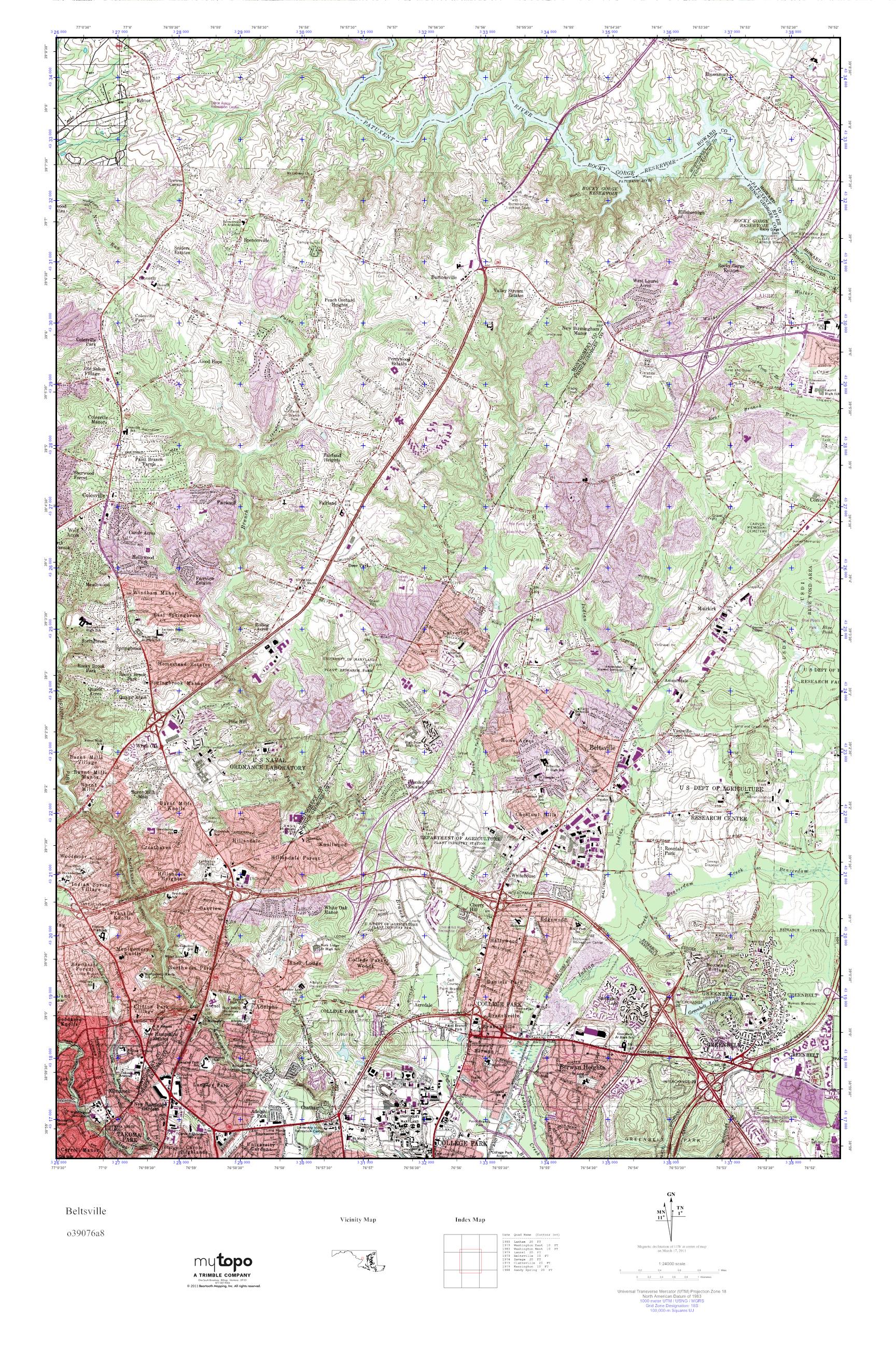 MyTopo Beltsville, Maryland USGS Quad Topo Map