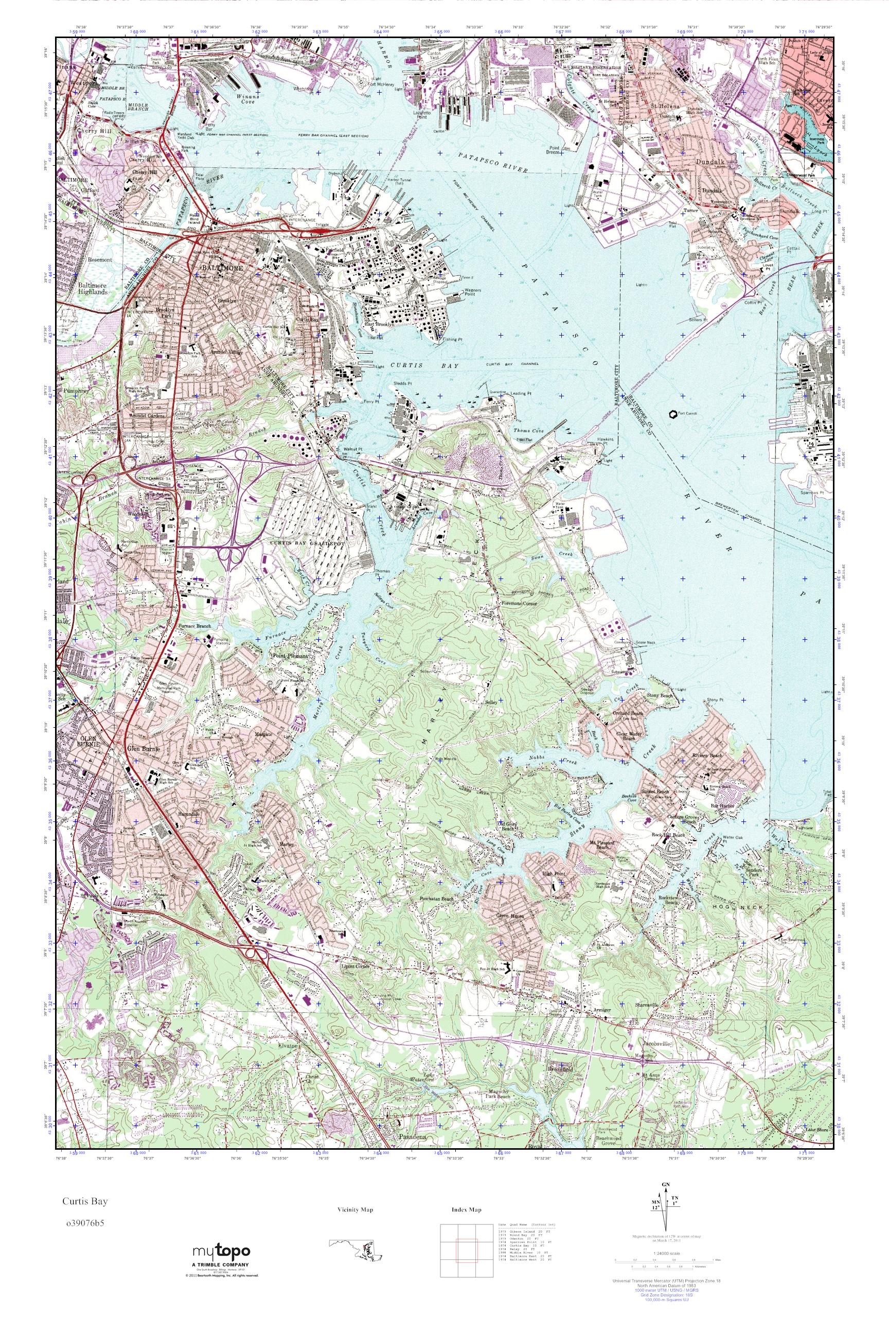 MyTopo Curtis Bay, Maryland USGS Quad Topo Map