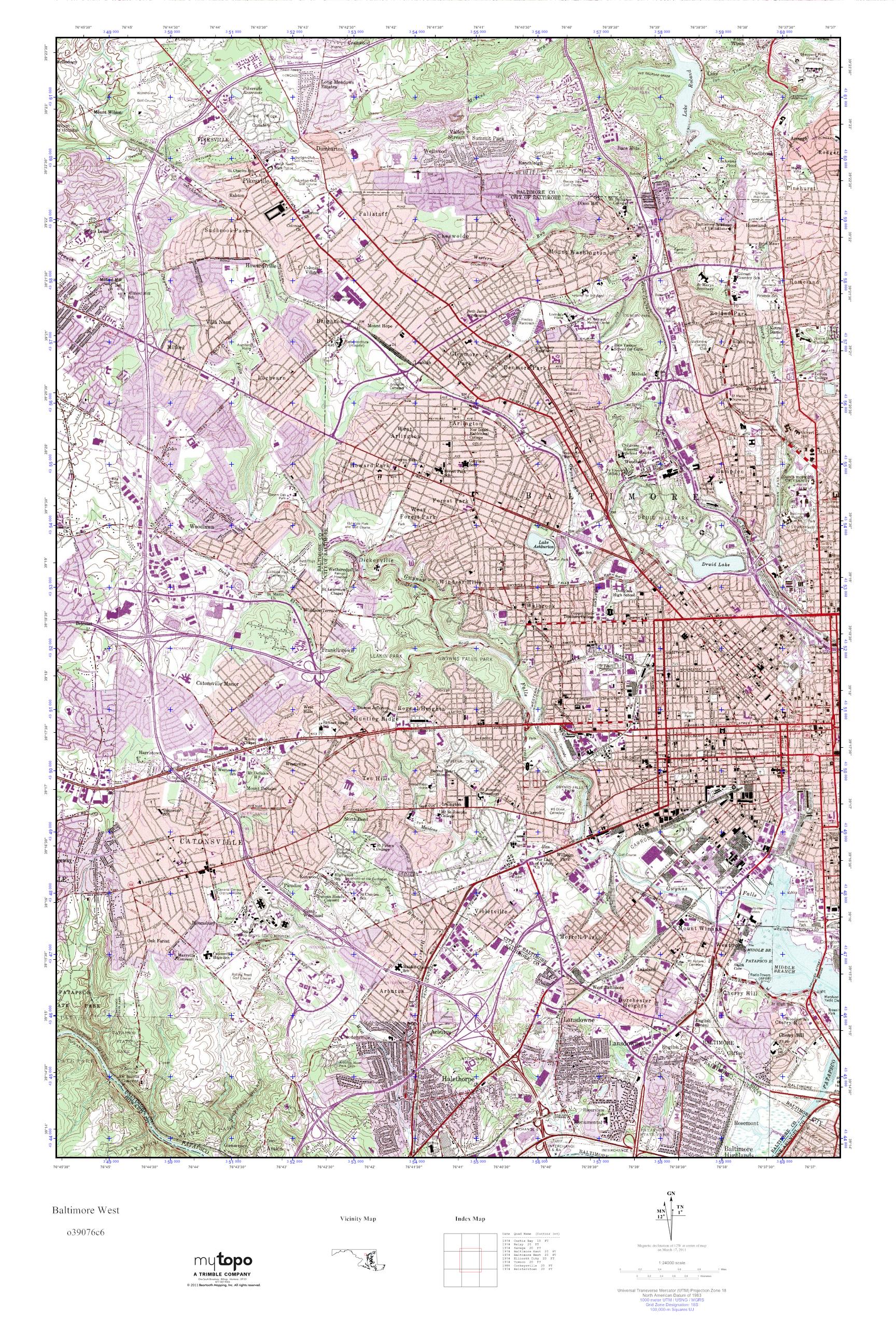 MyTopo Baltimore West, Maryland USGS Quad Topo Map