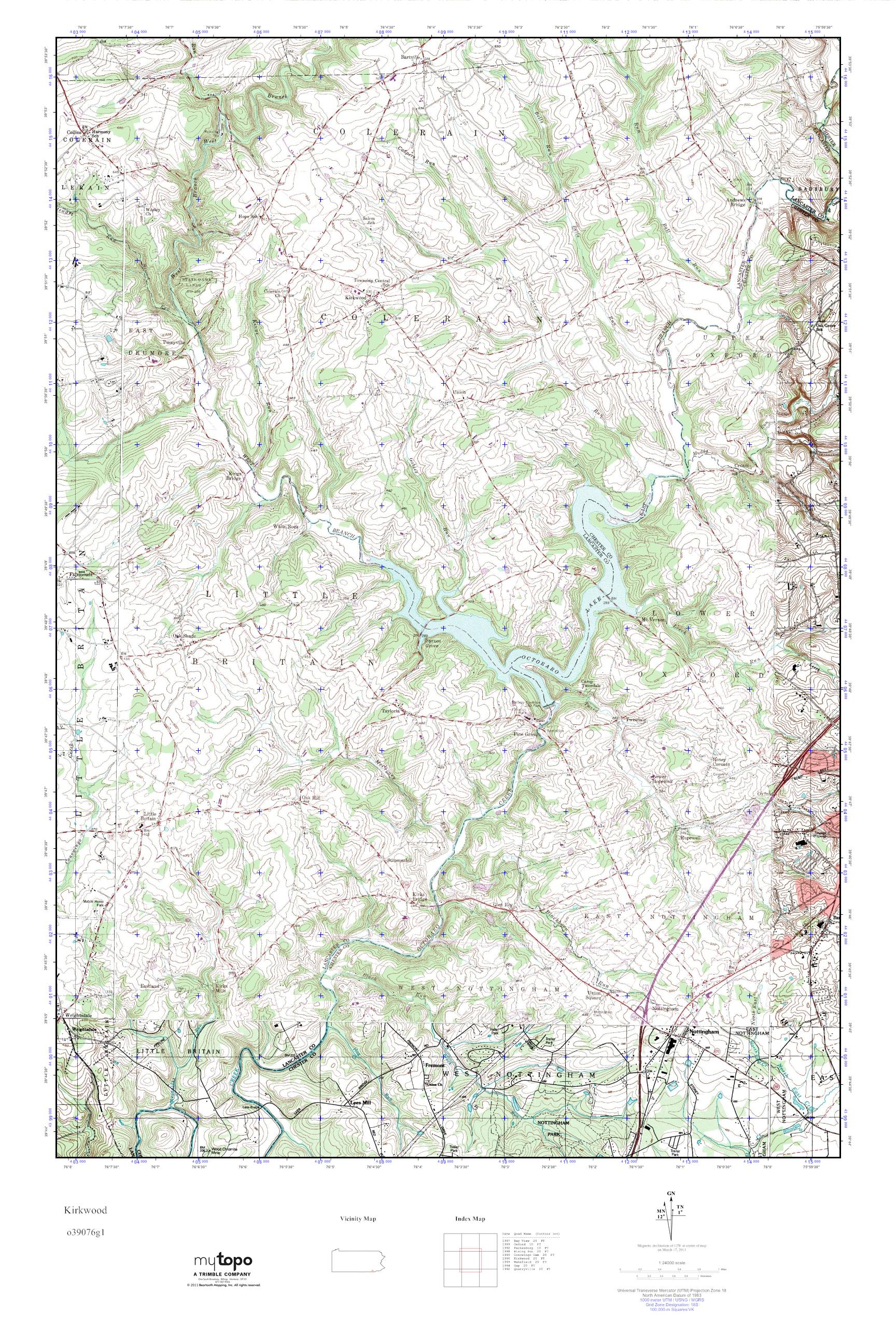 MyTopo Kirkwood, Pennsylvania USGS Quad Topo Map