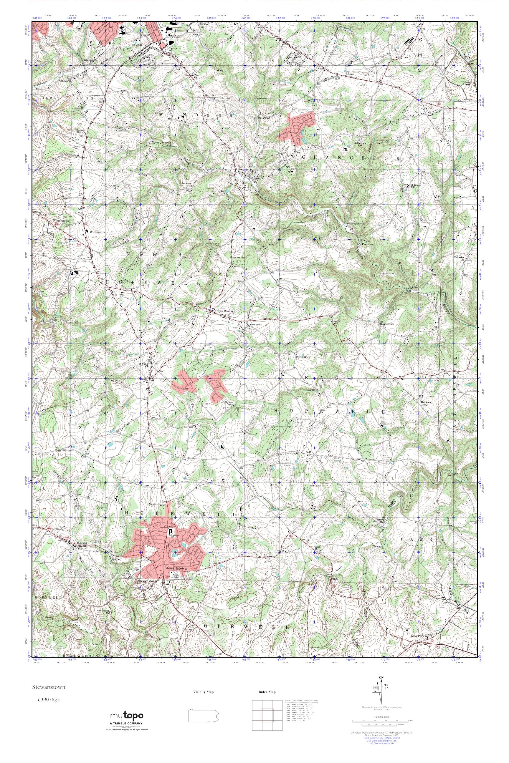 MyTopo Stewartstown, Pennsylvania USGS Quad Topo Map
