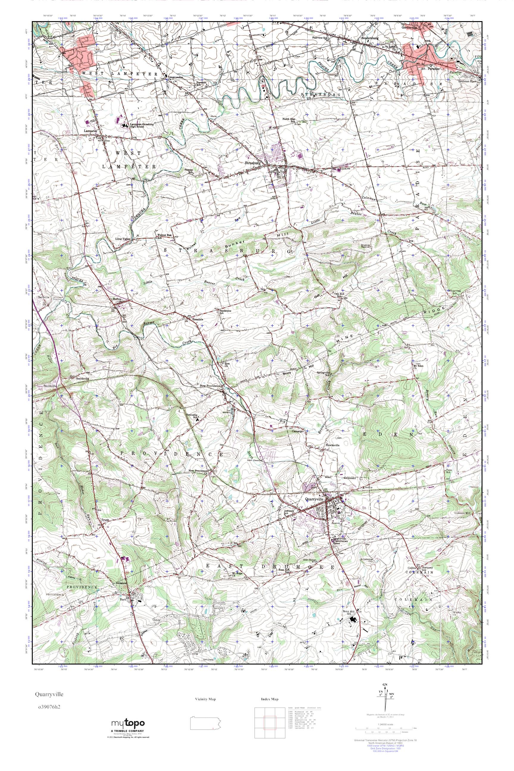 MyTopo Quarryville, Pennsylvania USGS Quad Topo Map