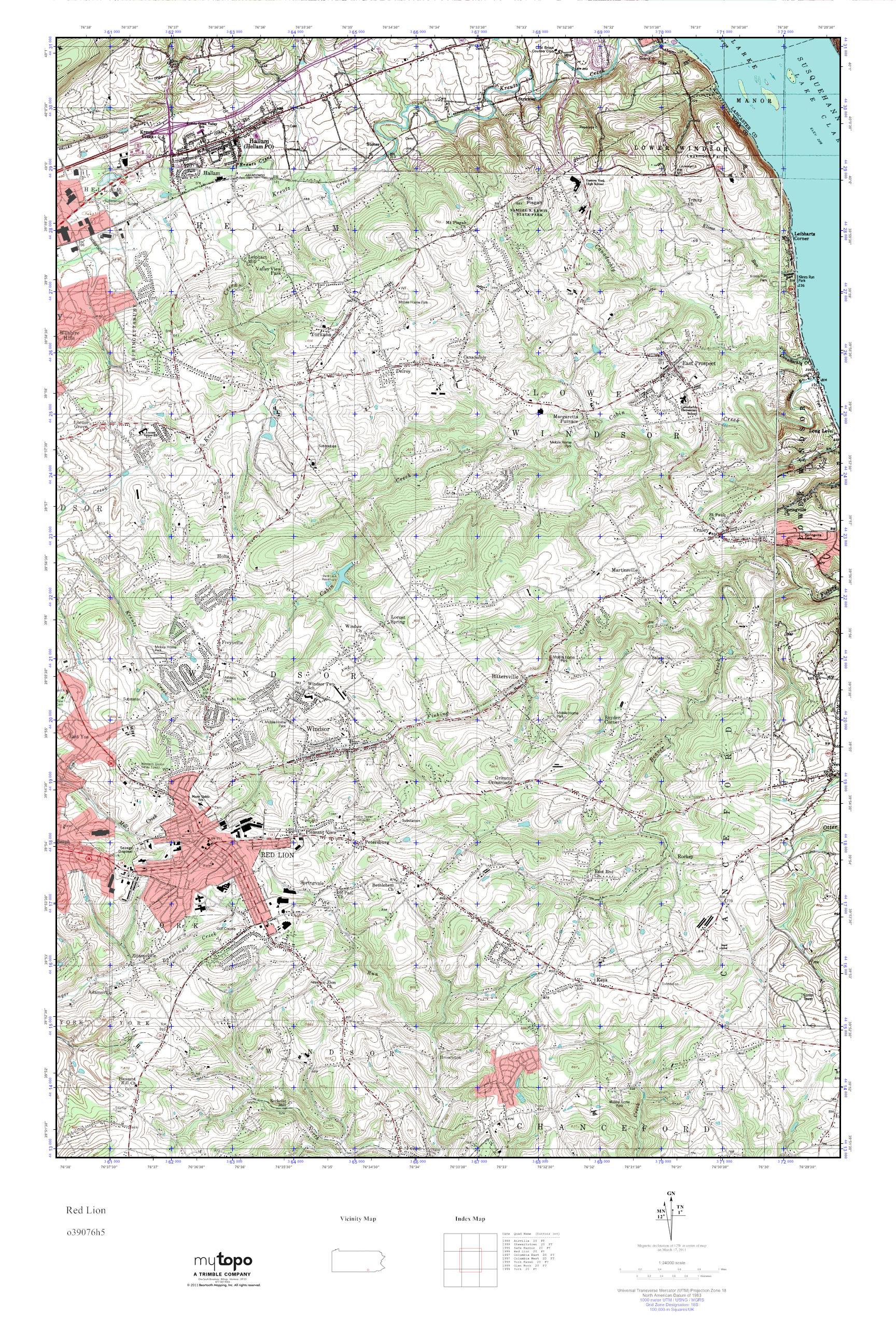 MyTopo Red Lion, Pennsylvania USGS Quad Topo Map