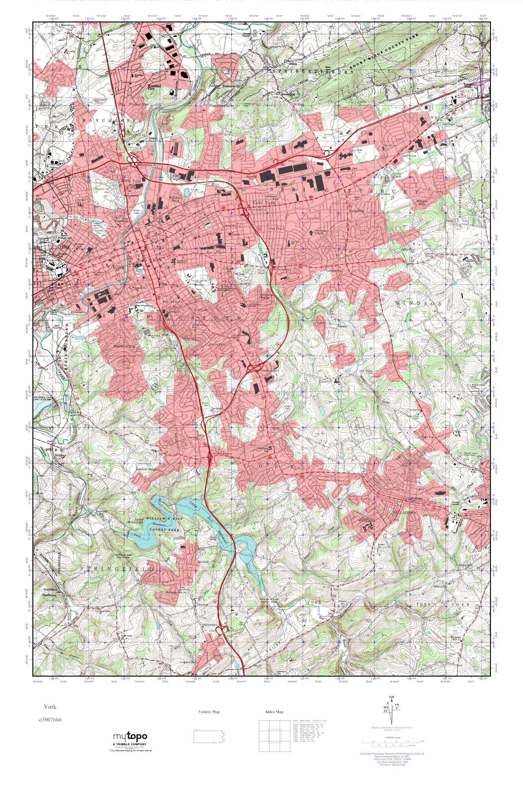 MyTopo York, Pennsylvania USGS Quad Topo Map