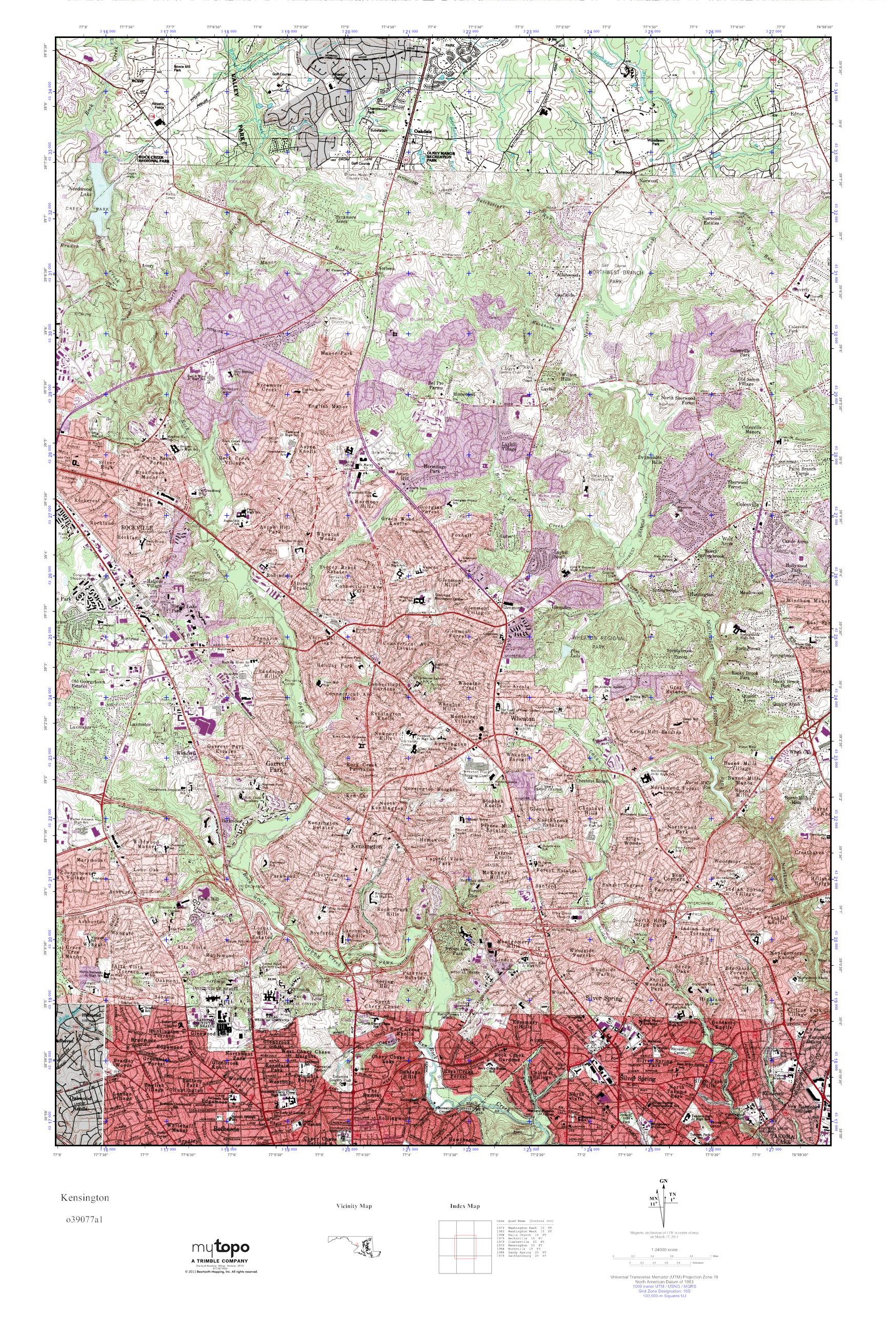 MyTopo Kensington, Maryland USGS Quad Topo Map
