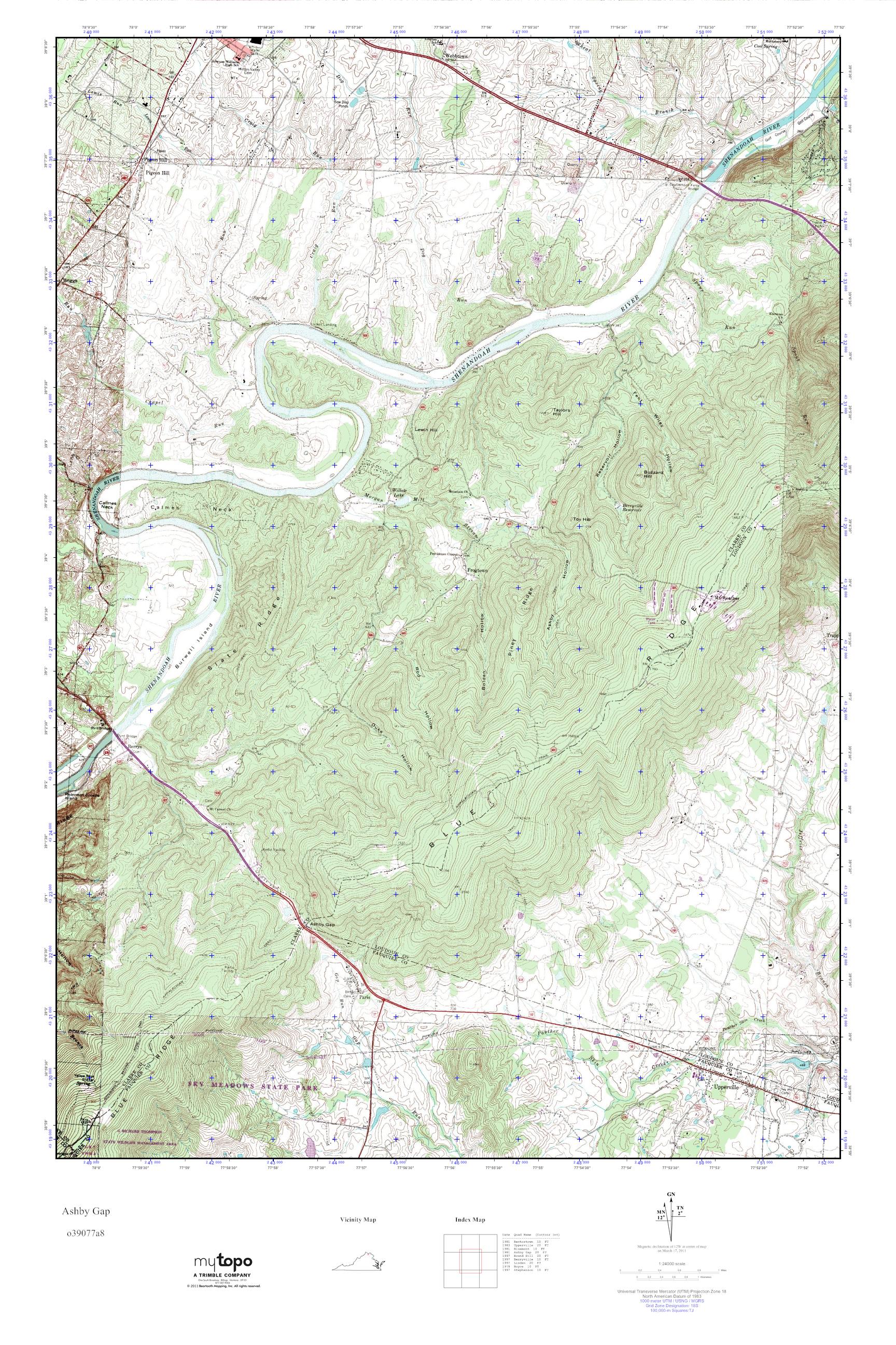 MyTopo Ashby Gap, Virginia USGS Quad Topo Map
