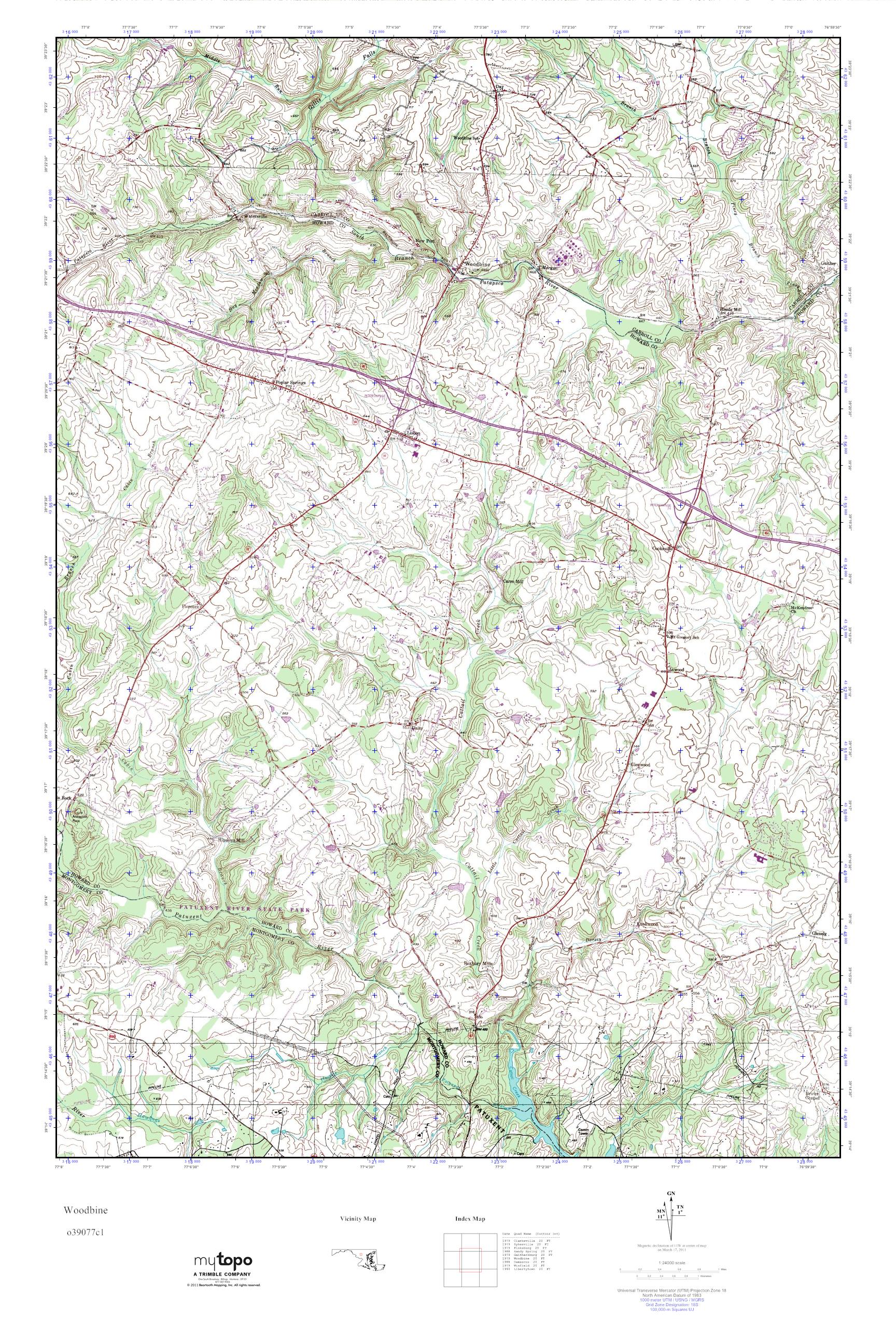 MyTopo Woodbine, Maryland USGS Quad Topo Map