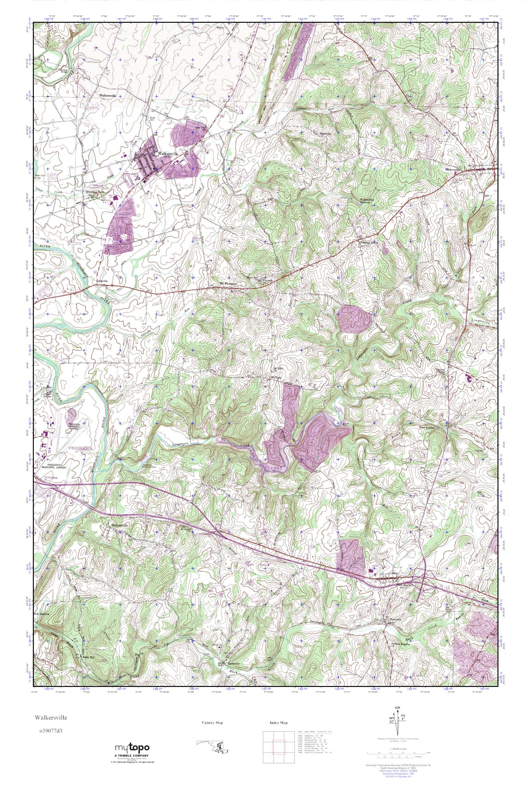 MyTopo Walkersville, Maryland USGS Quad Topo Map