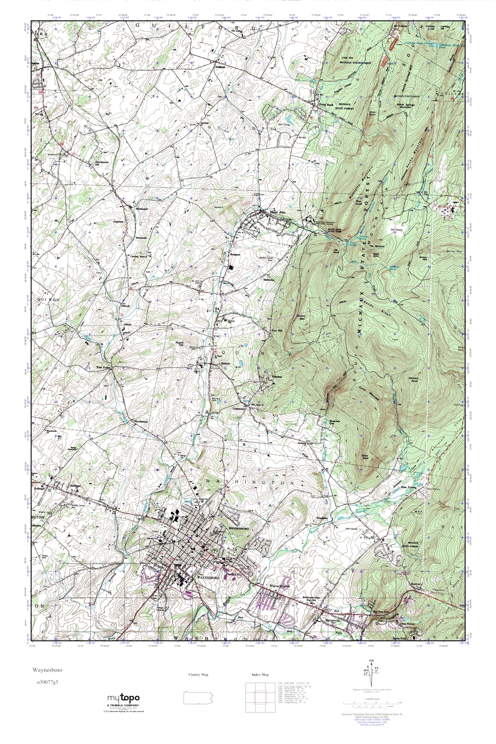 MyTopo Waynesboro, Pennsylvania USGS Quad Topo Map