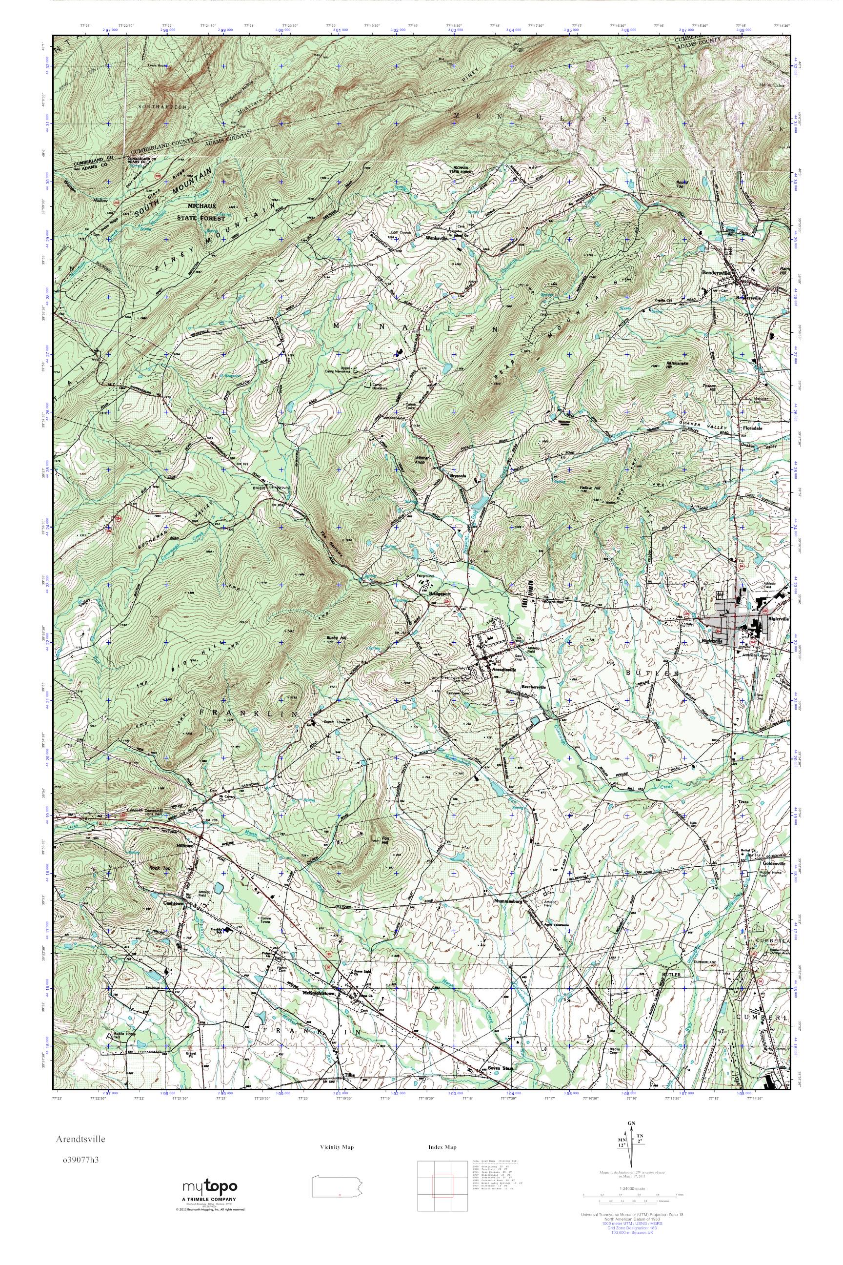 MyTopo Arendtsville, Pennsylvania USGS Quad Topo Map