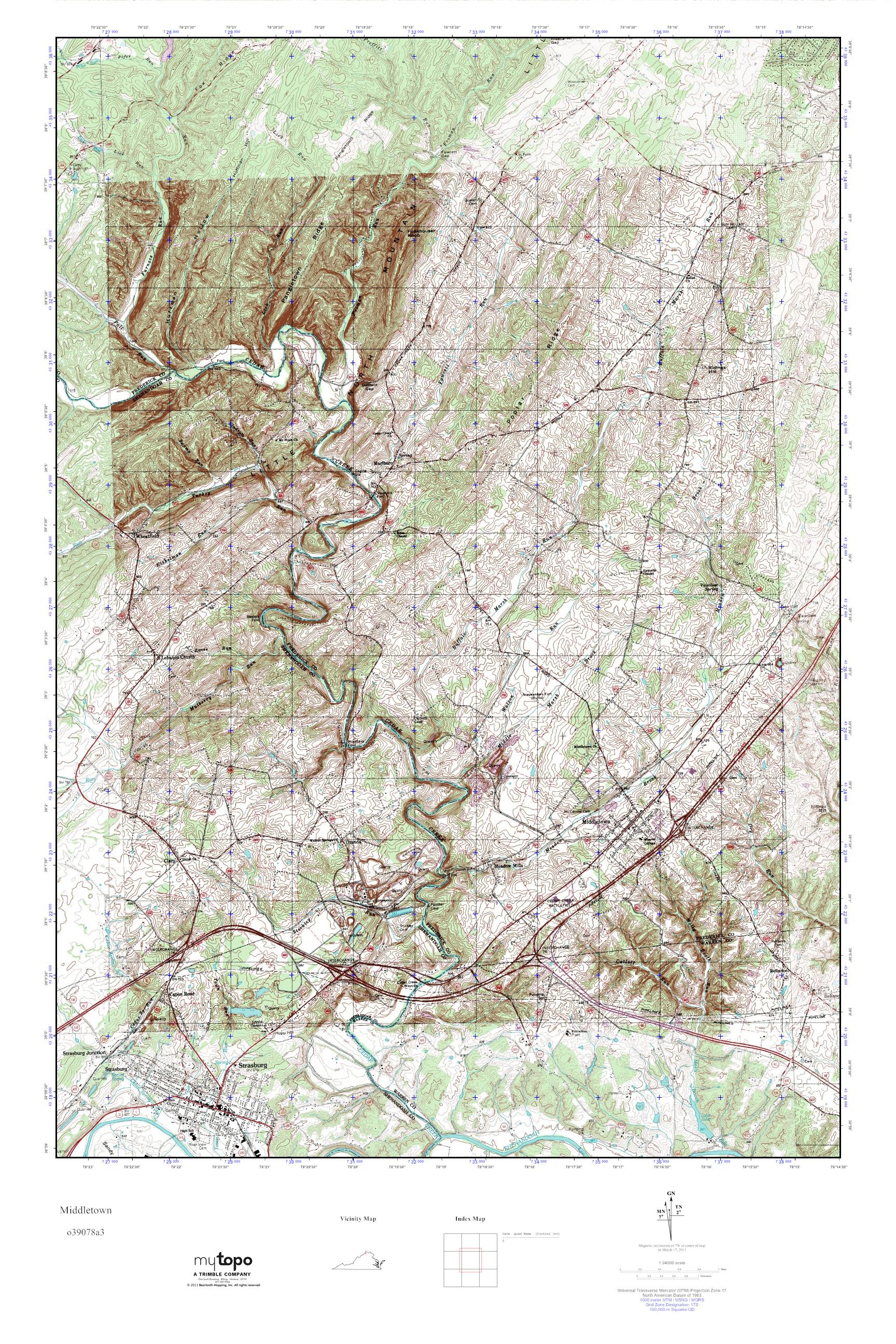 MyTopo Middletown, Virginia USGS Quad Topo Map