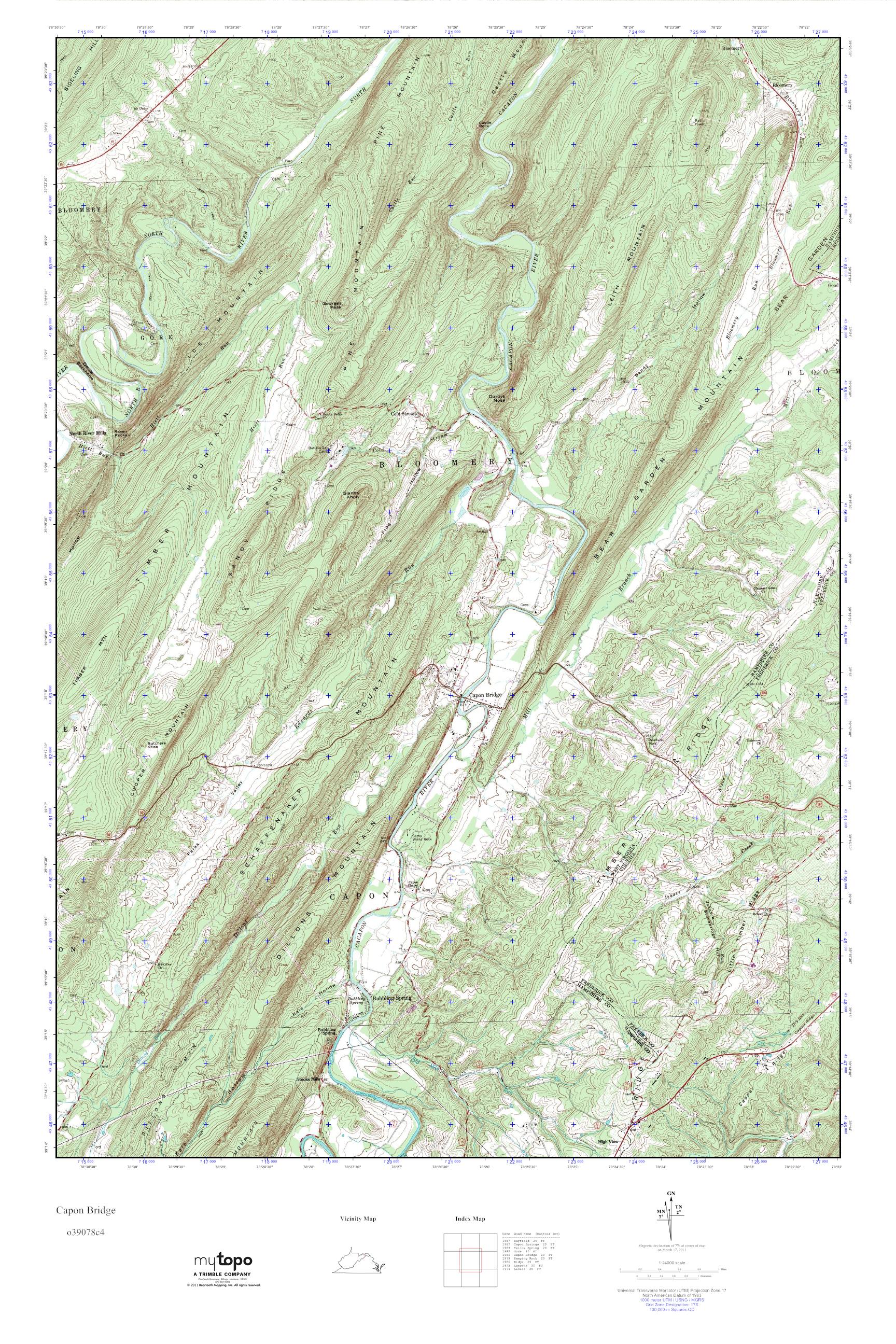 MyTopo Capon Bridge, West Virginia USGS Quad Topo Map