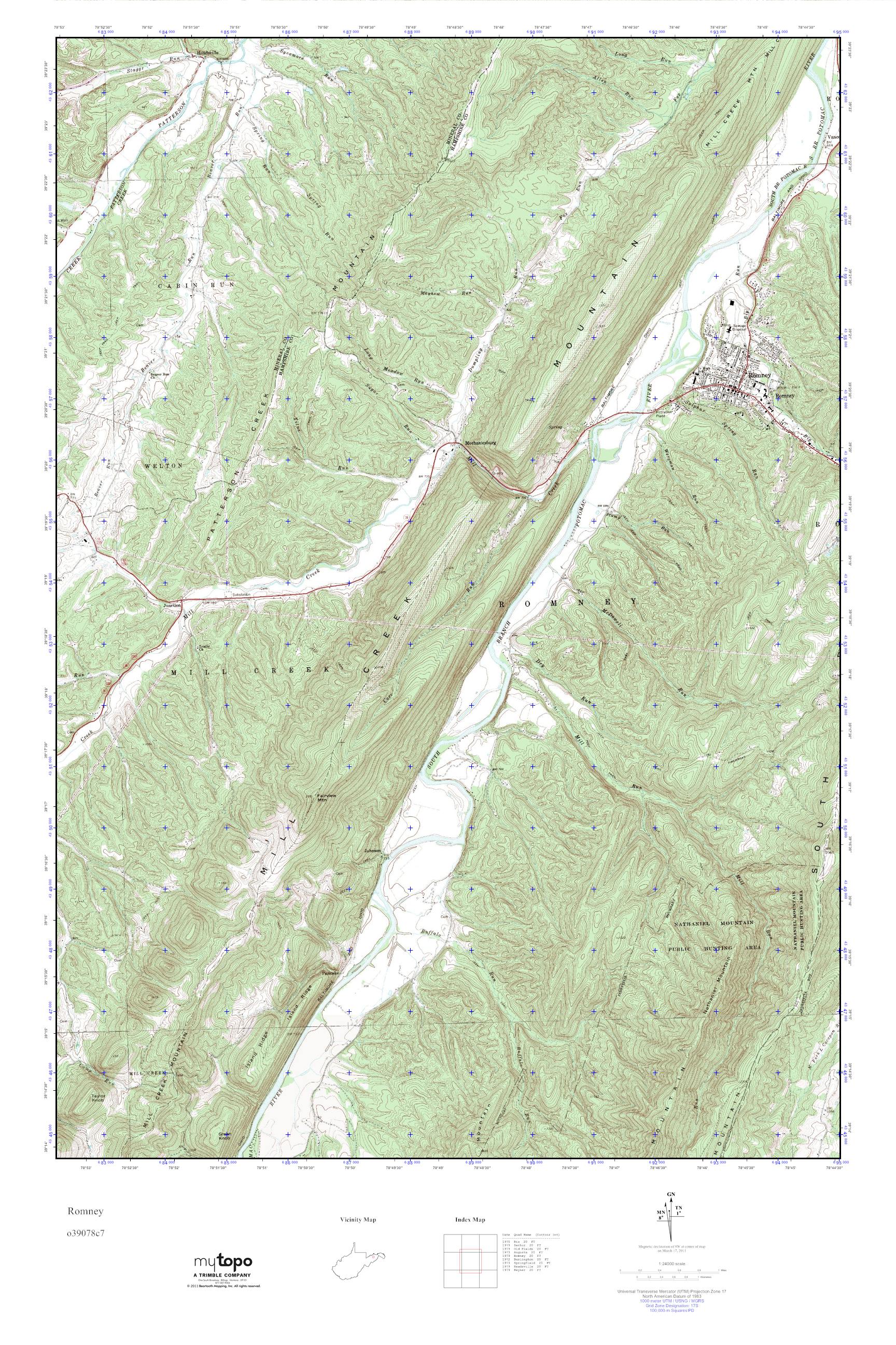 MyTopo Romney, West Virginia USGS Quad Topo Map