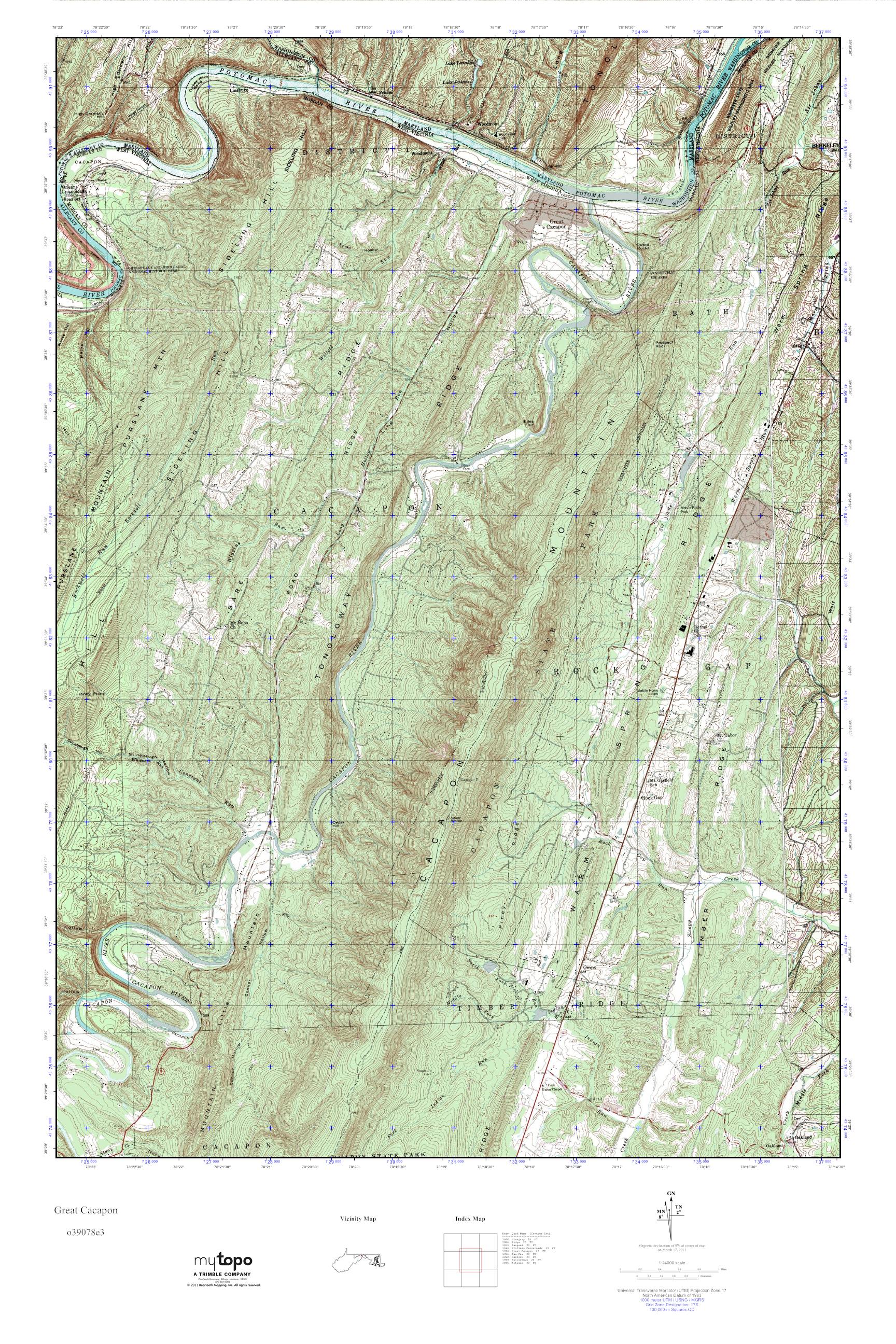 MyTopo Great Cacapon, West Virginia USGS Quad Topo Map
