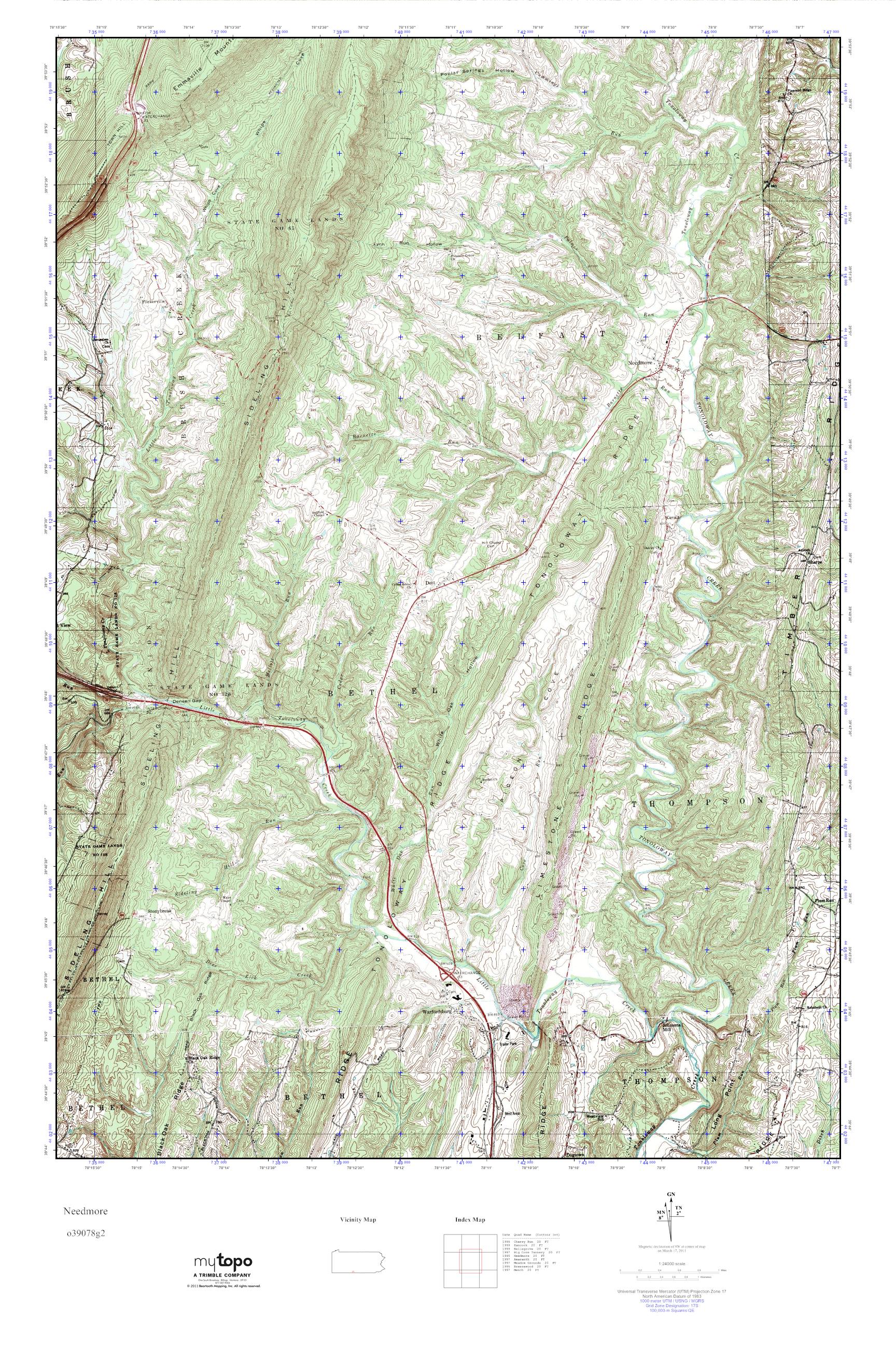 MyTopo Needmore, Pennsylvania USGS Quad Topo Map