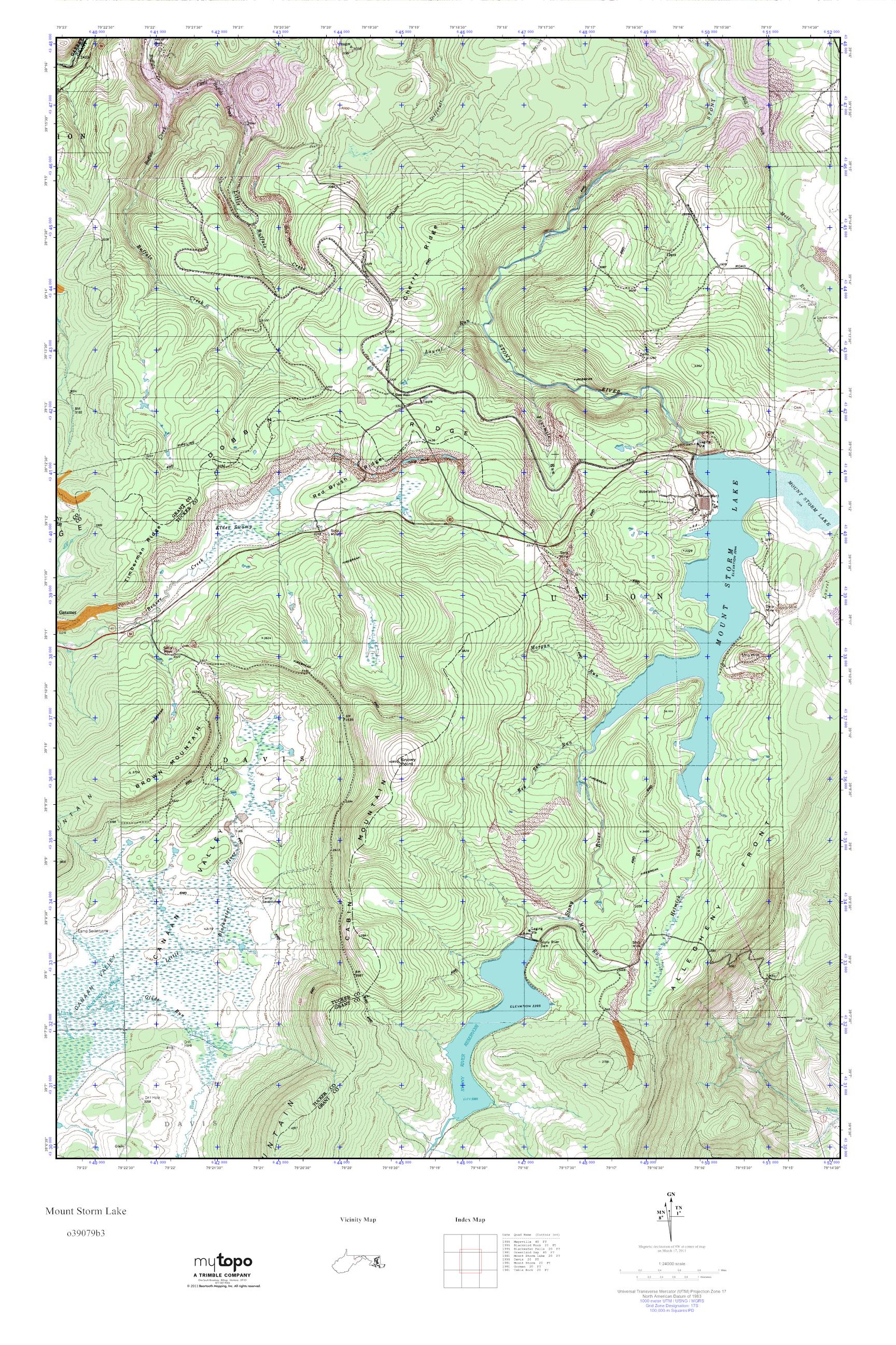 MyTopo Mount Storm Lake, West Virginia USGS Quad Topo Map