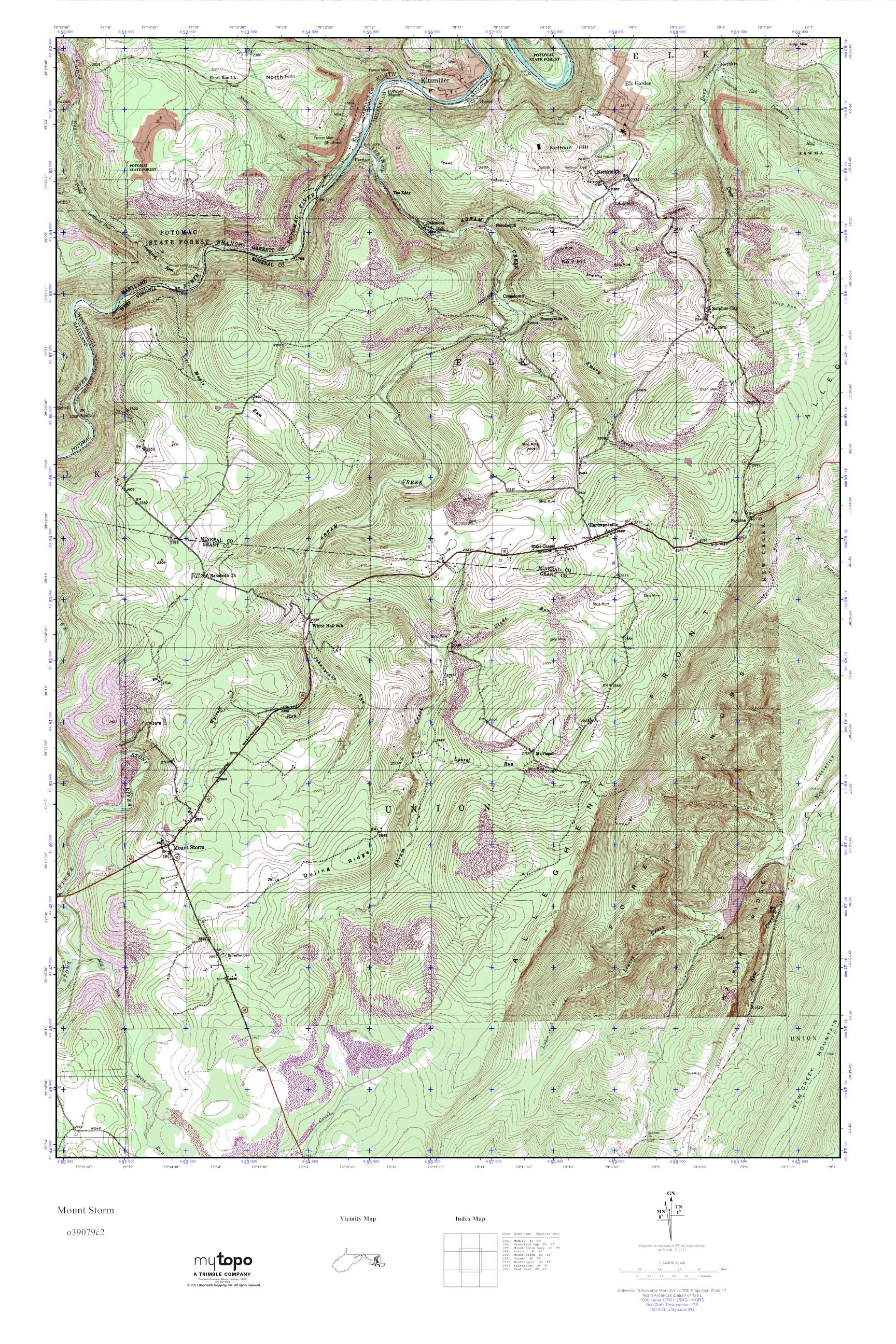 MyTopo Mount Storm, West Virginia USGS Quad Topo Map