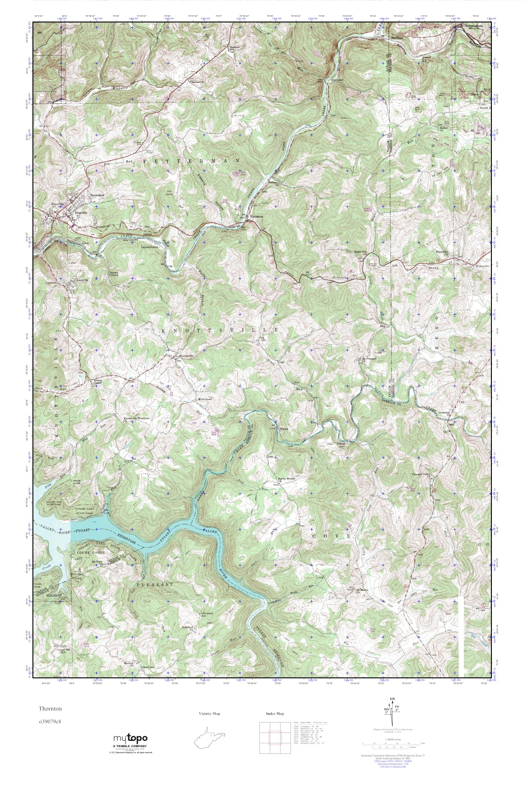 MyTopo Thornton, West Virginia USGS Quad Topo Map